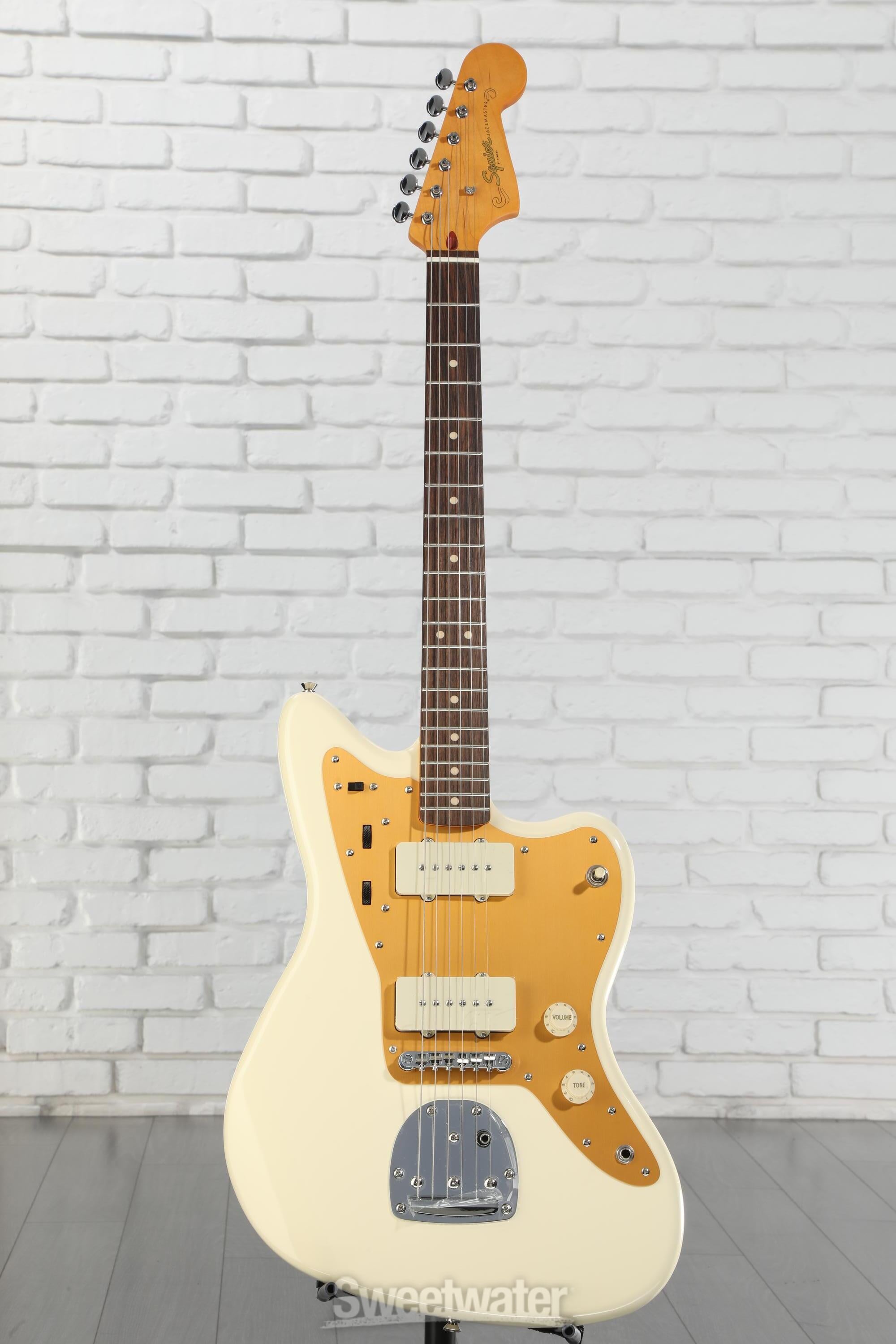 ギター Squiar by Fender J Mascis Jazzmaster Squier J Mascis Signature Jazzmaster - Vintage White with Indian