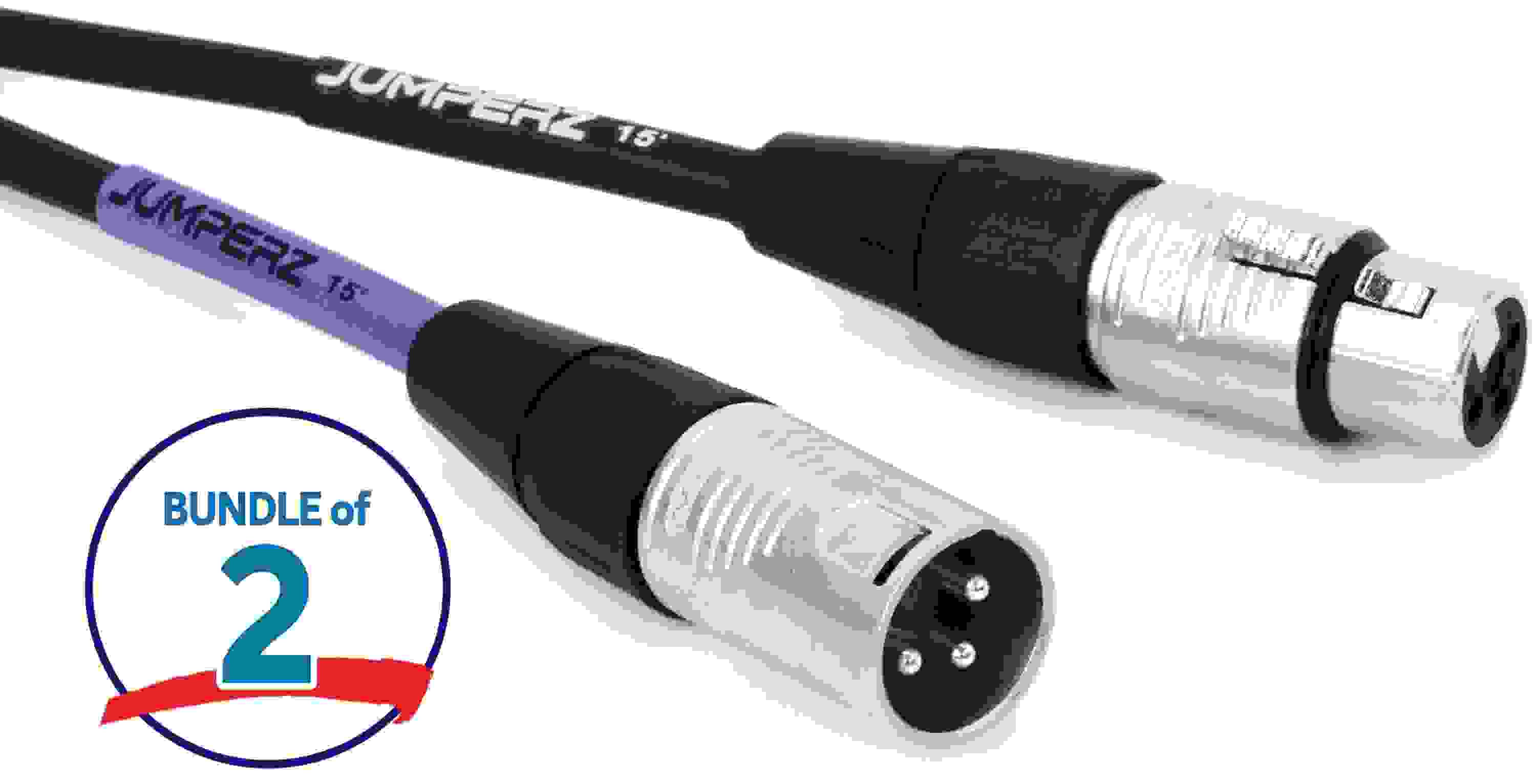 JUMPERZ JBM Blue Line Microphone Cables - 15 foot (2-pack)