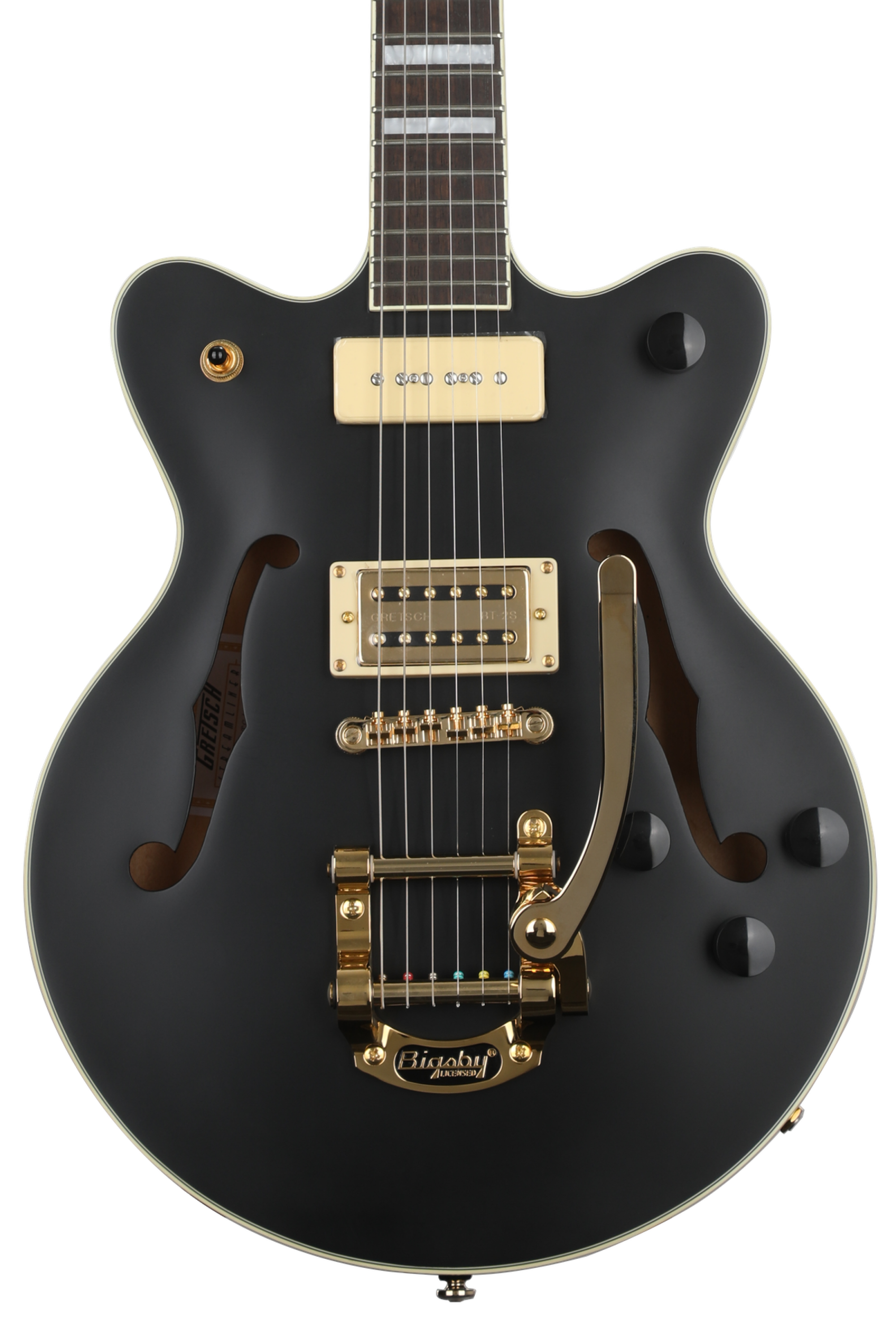 Gretsch G2655TG-P90 Limited Edition Streamliner Center Block Jr. with  Bigsby Electric Guitar - Matte Black with Laurel Fingerboard