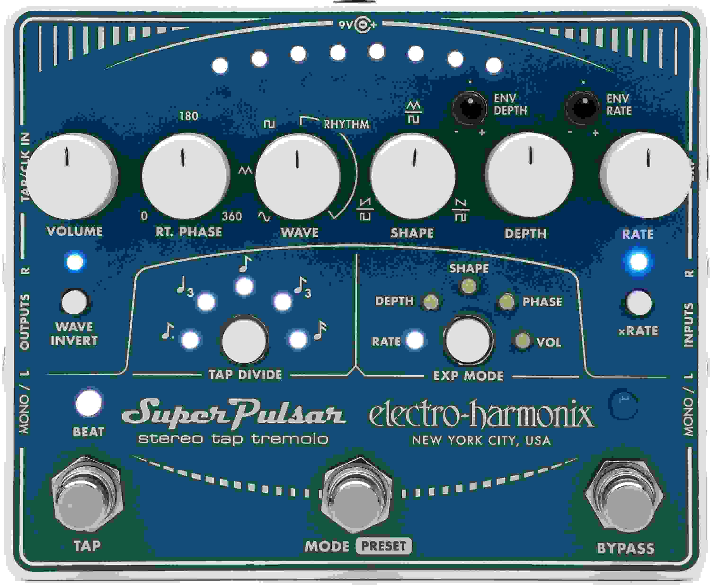 Electro-Harmonix Super Pulsar Stereo Tap Tremolo Pedal