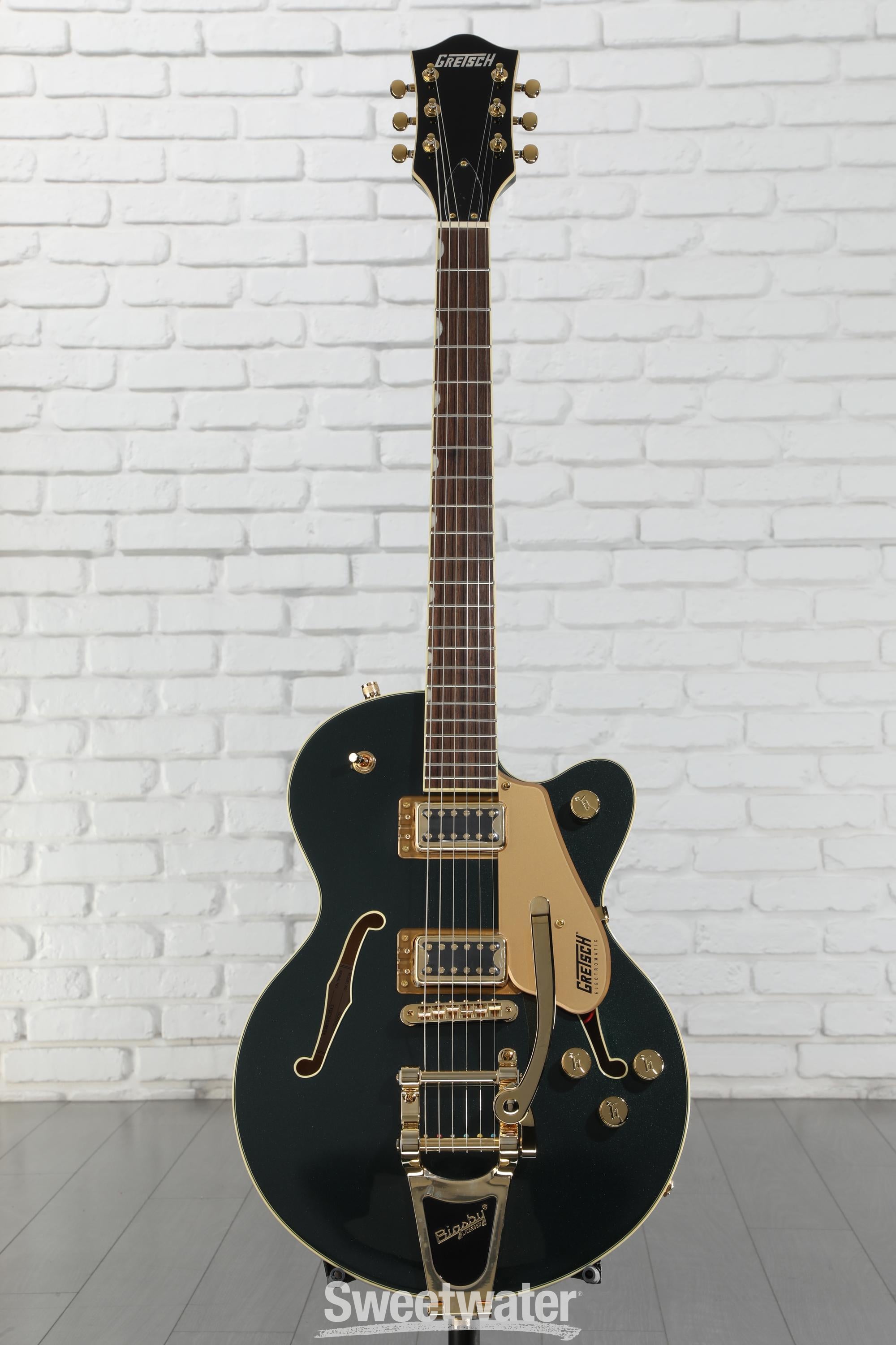 送料無料 GRETCH Electromatic ゴールド&グリーン H/C付 Gretsch/G5655TG Electromatic Center Block Jr. Single-Cut
