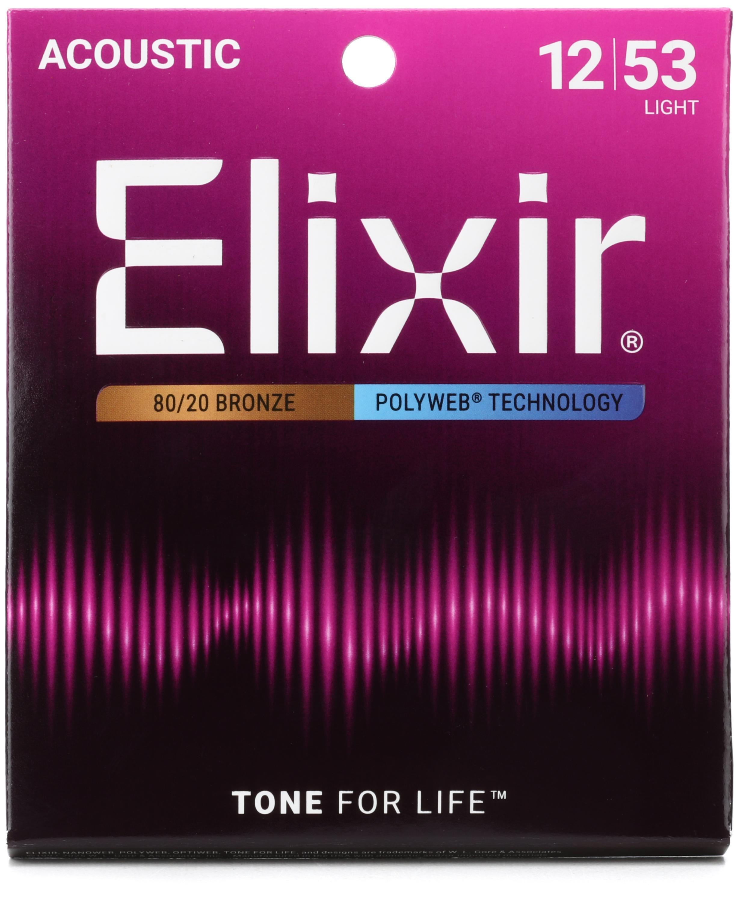 Photo of Elixir Strings 11050 Polyweb 80/20 Bronze Acoustic Guitar Strings - .012-.053 Light