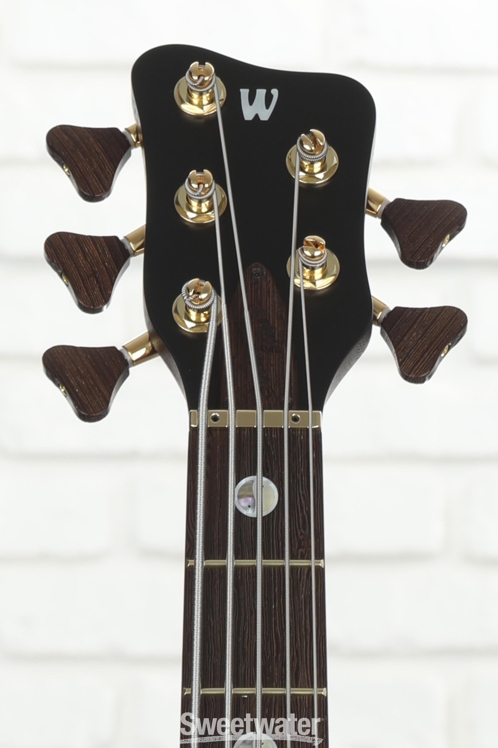 Warwick Masterbuilt Streamer Stage II 5-string Electric Bass Guitar - Amber Transparent Satin