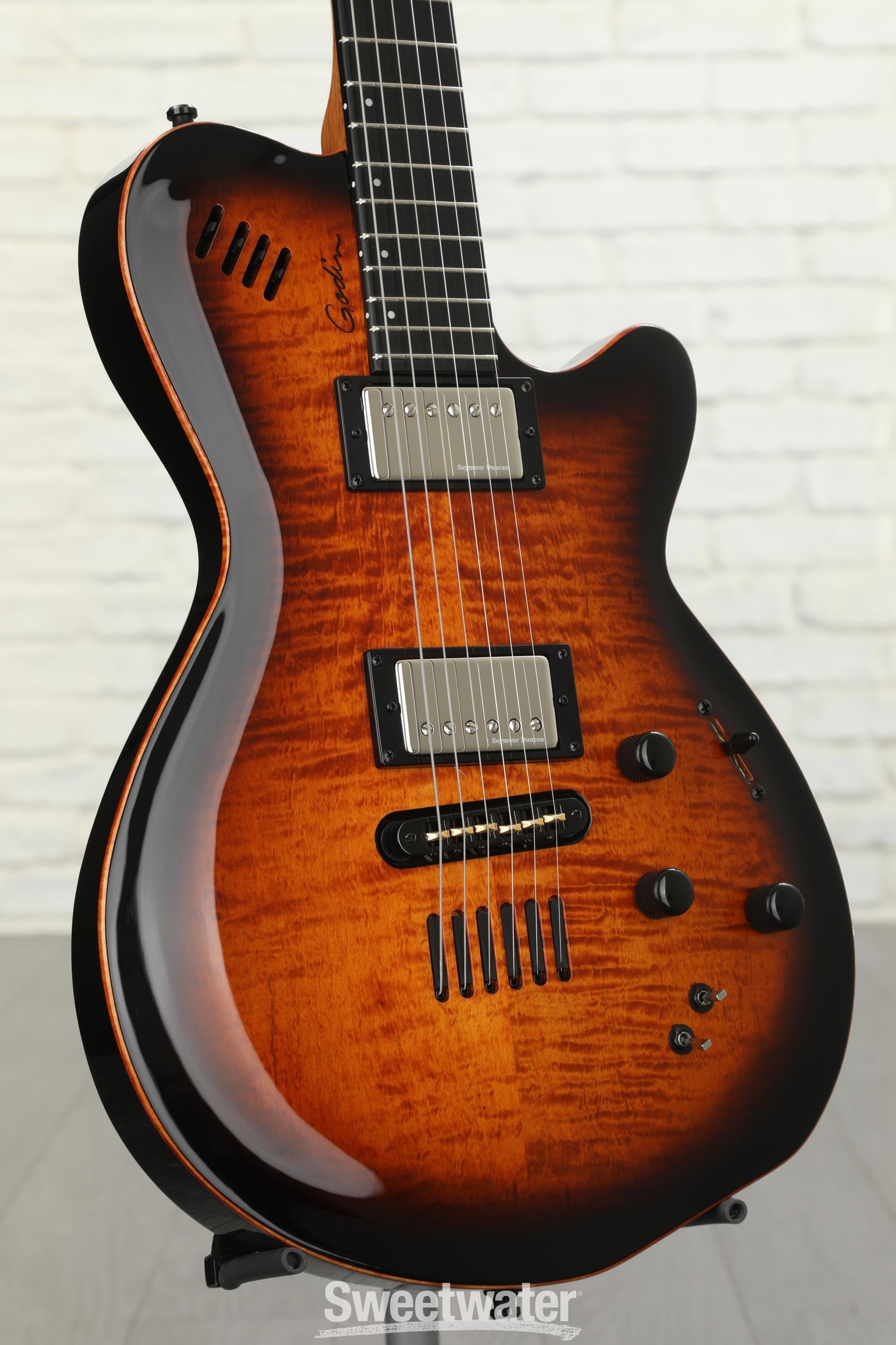 Godin LGX-SA Electric Guitar - Cognac Burst Flame AA | Sweetwater