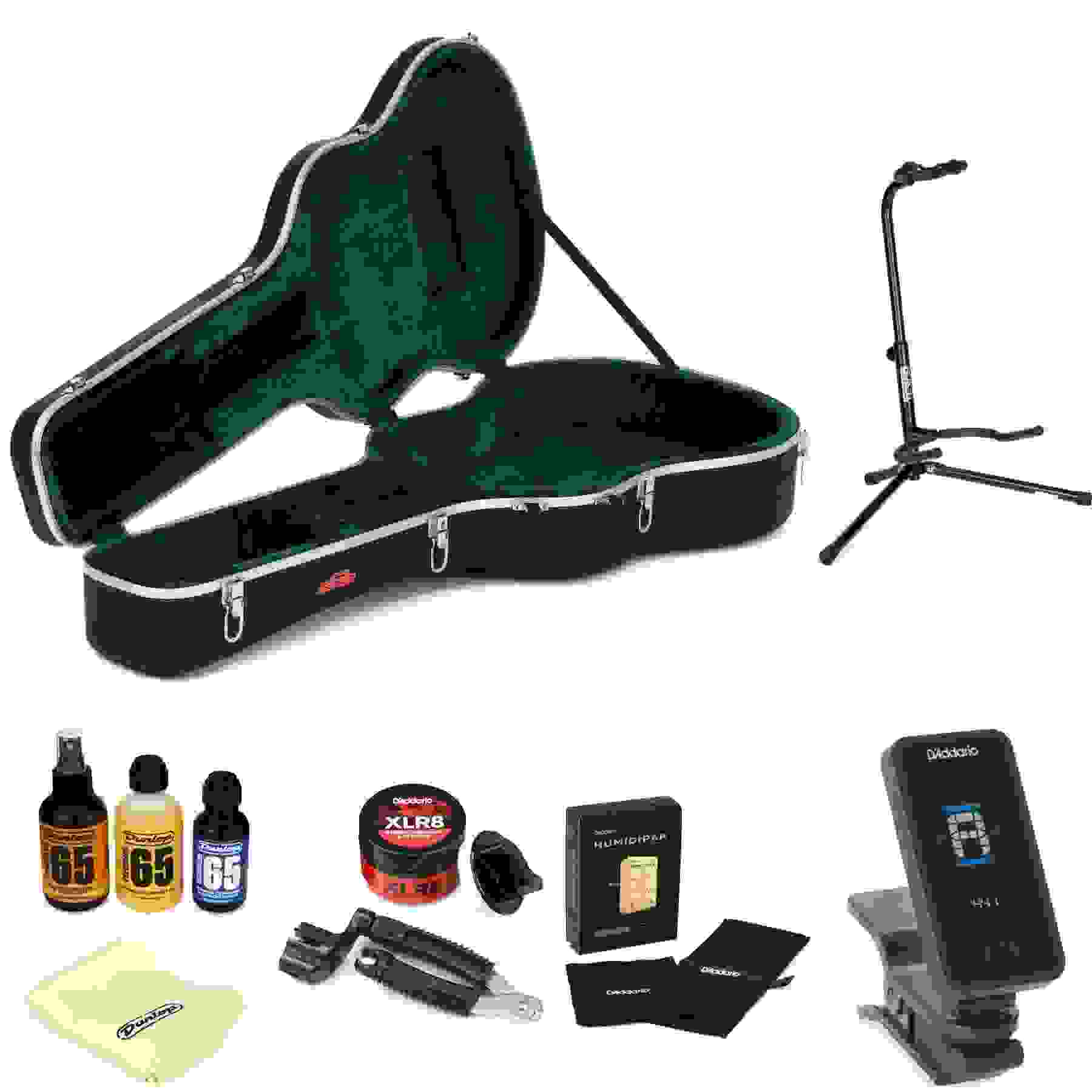 SKB 1SKB-8 Acoustic Dreadnought Economy Guitar Case Essential Care Bundle