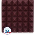 Photo of Gator Acoustic Pyramid Panels - 1x1 foot 24-pack - Burgundy