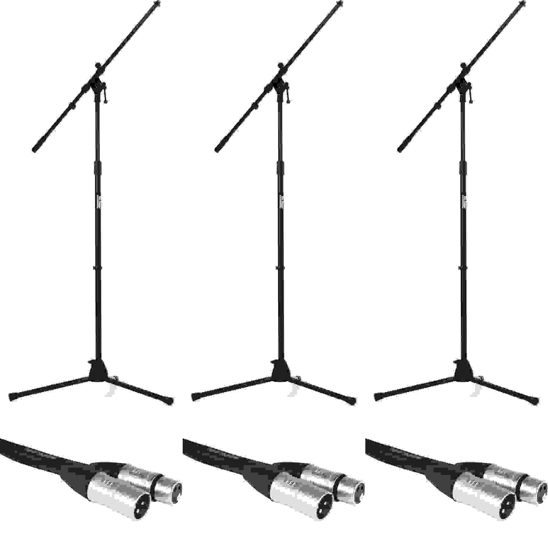 On-Stage MS7701B Euro Boom Microphone Stand 3-pack Bundle with 3 Mic ...