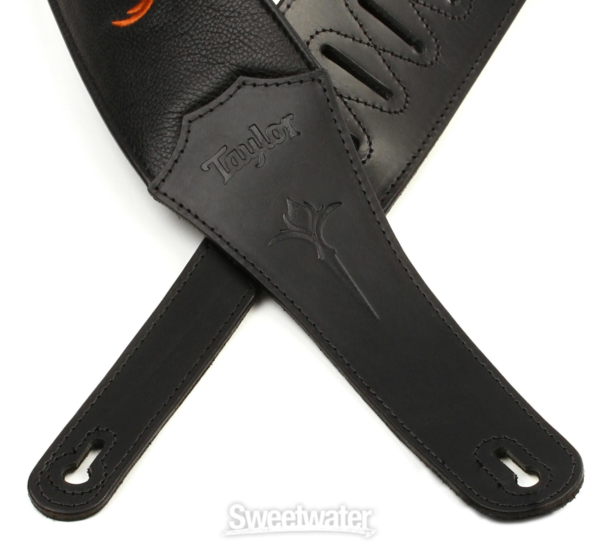 Taylor Taylor Taylor Nouveau 2.5インチ ギターストラップ - ブラウン Taylor Taylor Nouveau 3-inch Guitar Strap - Black Leather | Sweetwater