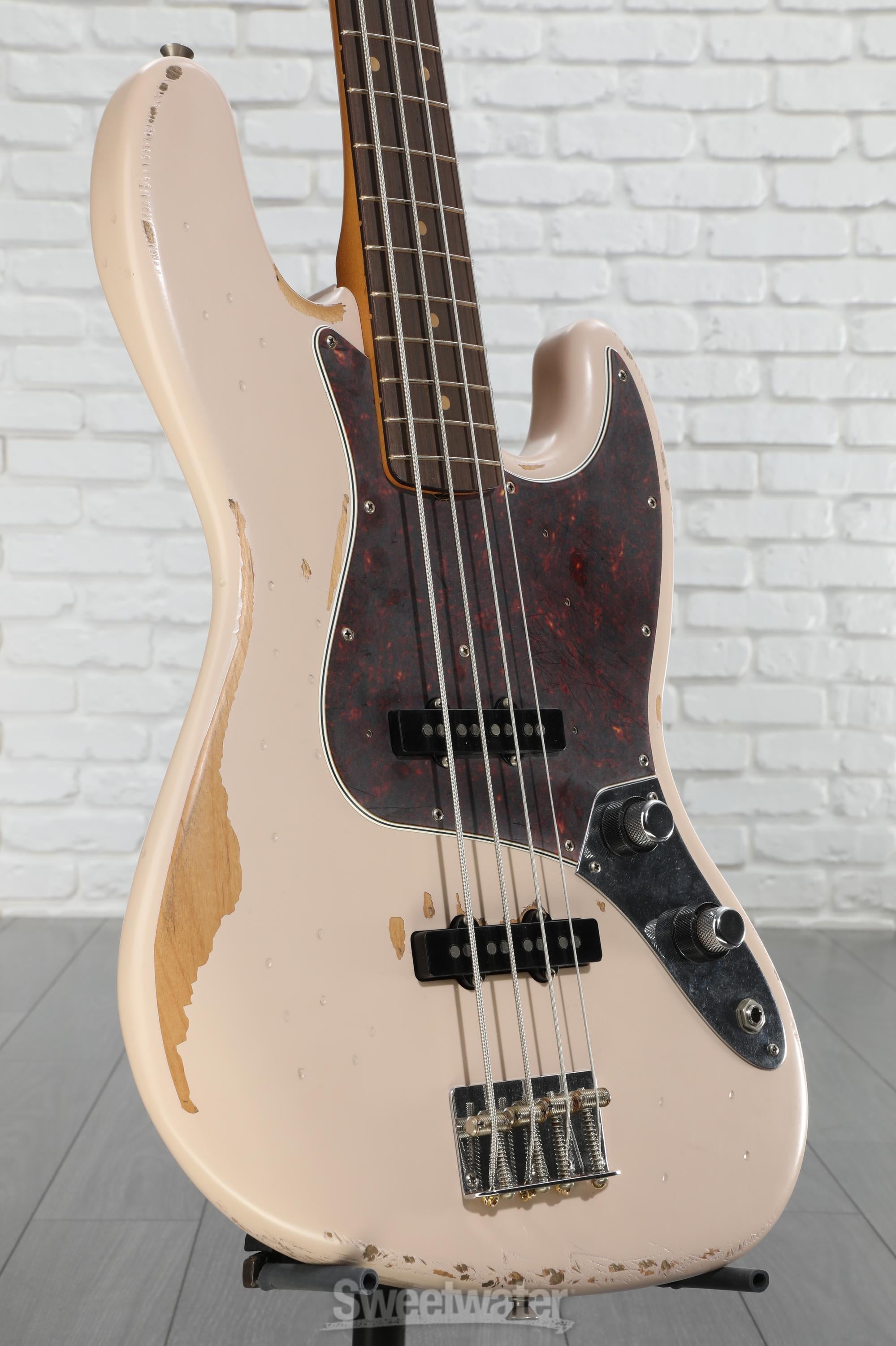 Fender Flea Jazz Bass - Shell Pink, Road Worn | Sweetwater