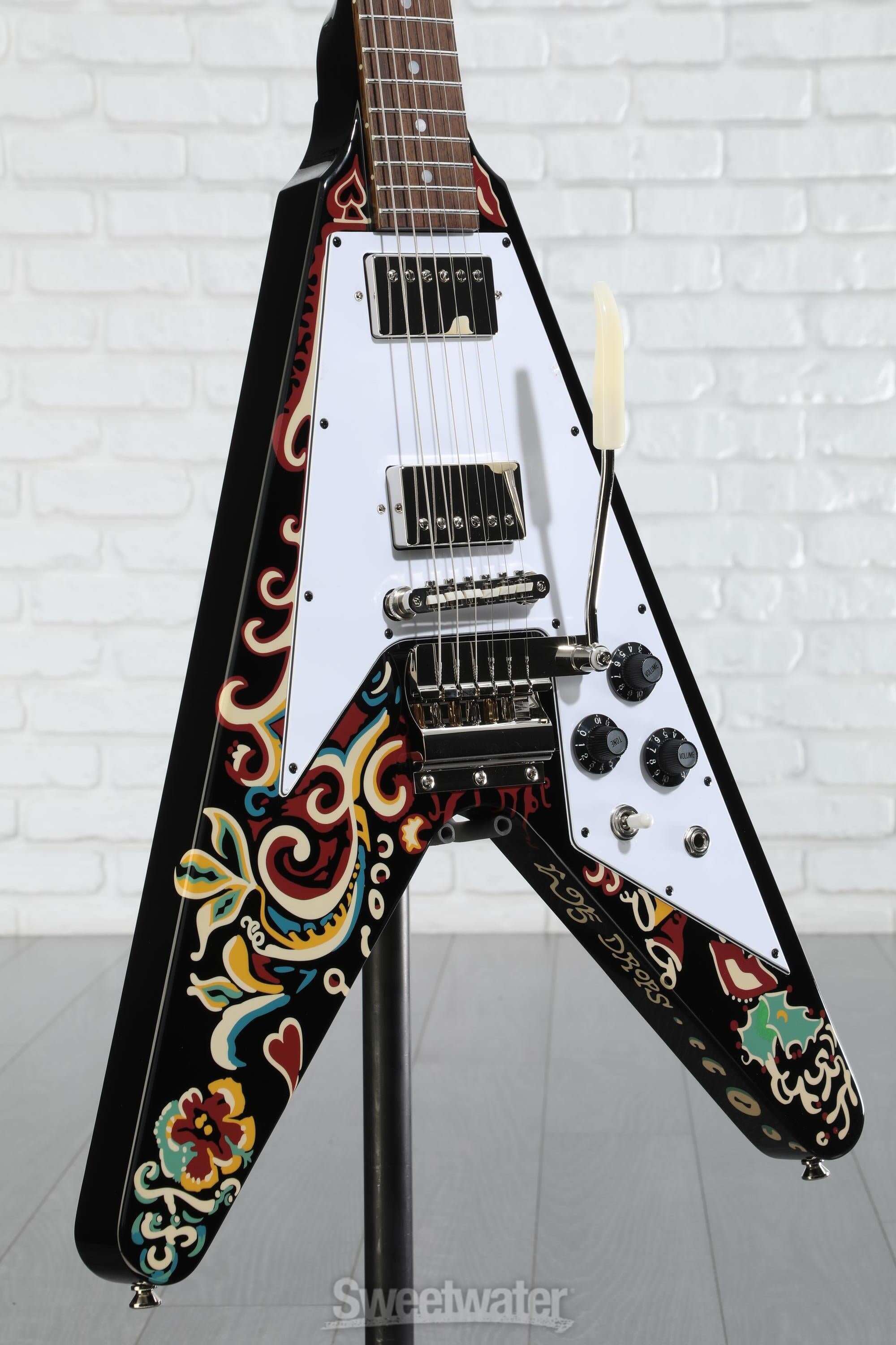 Epiphone Jimi Hendrix "Love Drops" Flying V Electric Guitar - Ebony