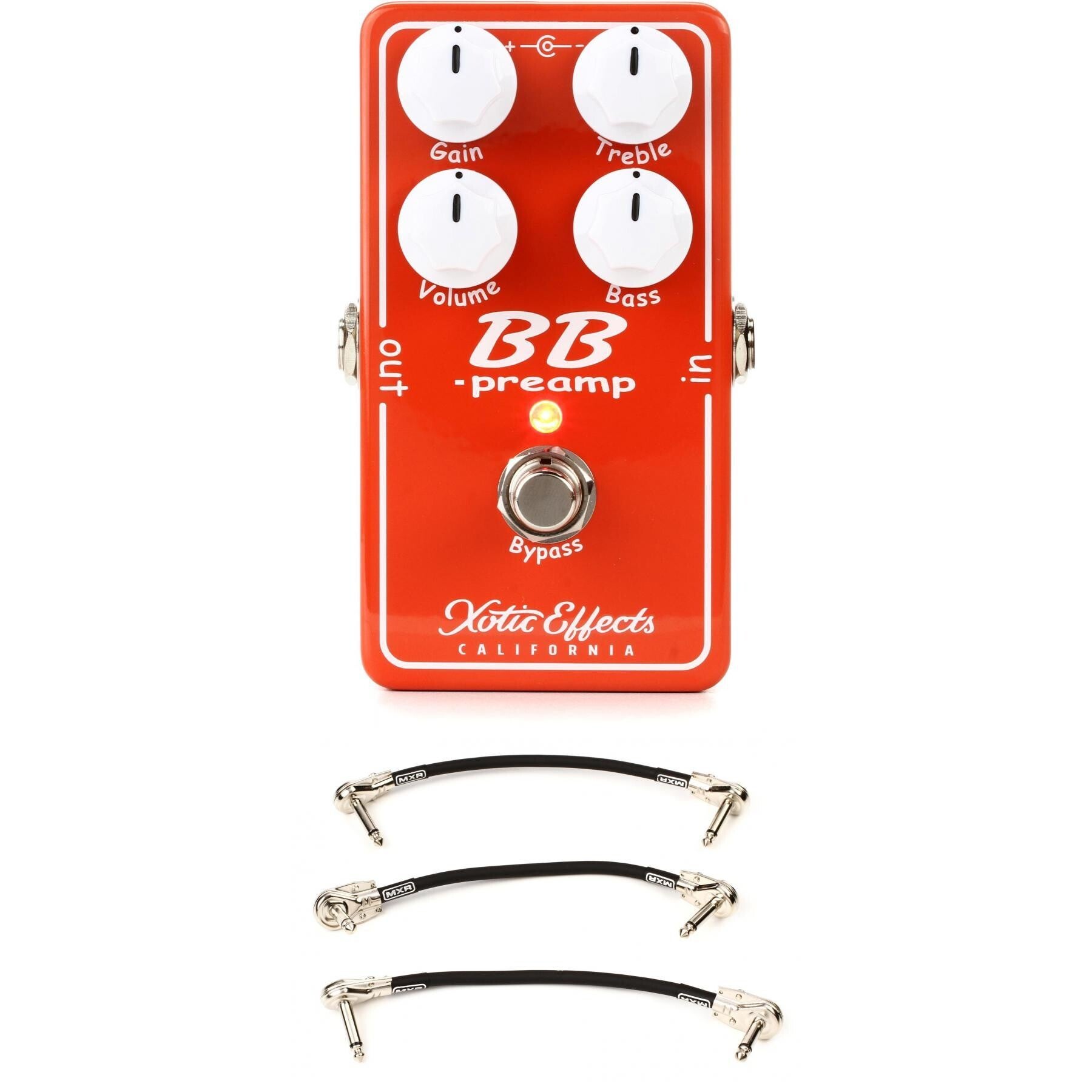 Xotic BB Preamp v 1.5 Pedal with 3 Patch Cables