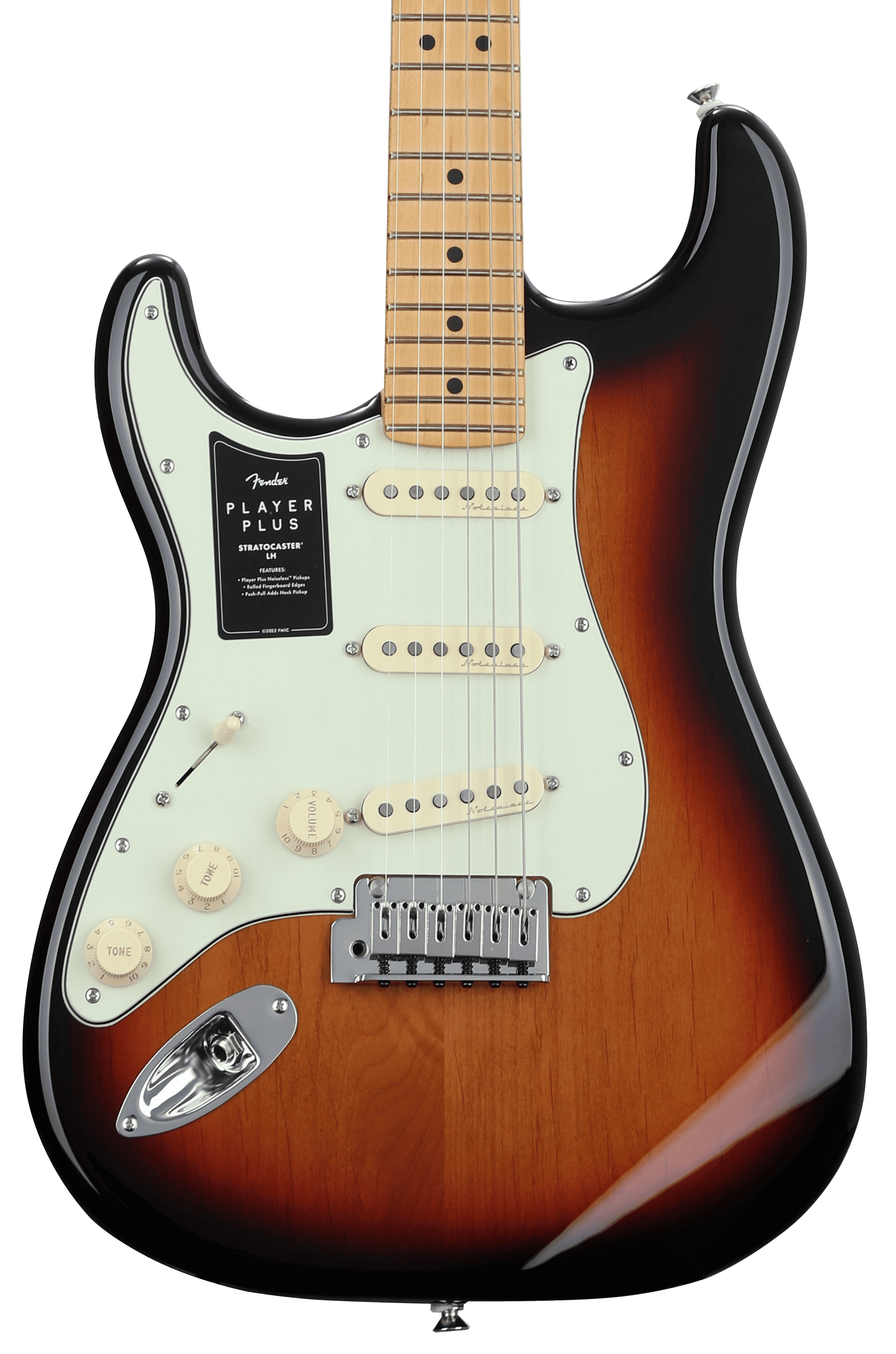 Fender Player Plus Stratocaster Left-handed Electric Guitar - 3-tone  Sunburst with Maple Fingerboard