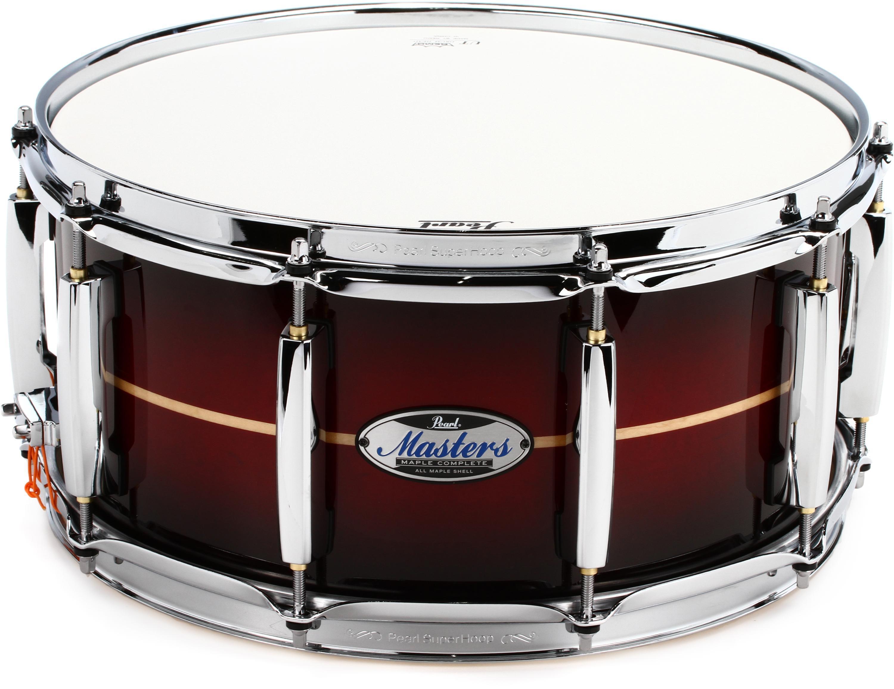 Pearl Masters Maple Complete Snare Drum - 14 x 6.5 inch - Natural Banded  Redburst