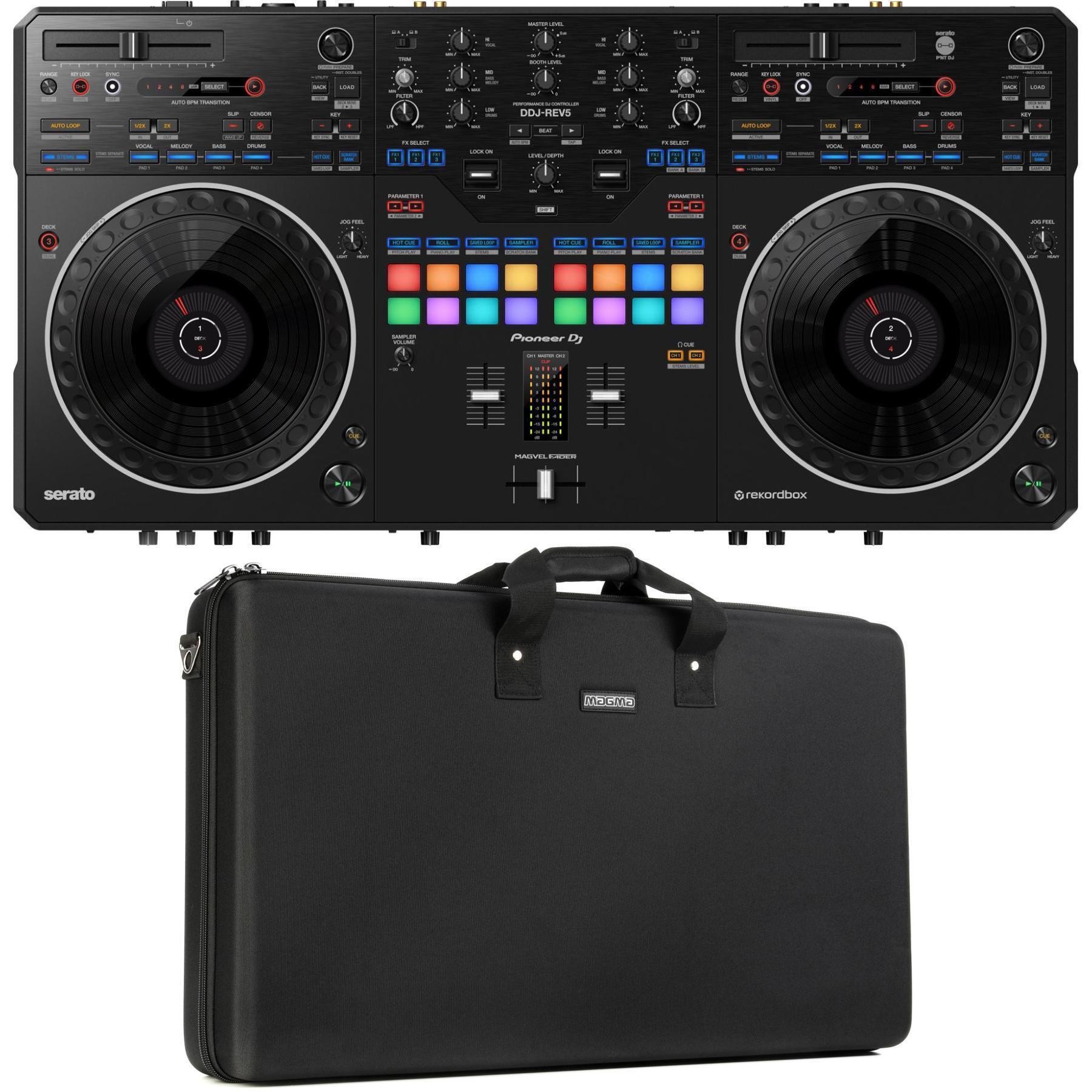 Pioneer DJ DDJ-REV5 4-deck DJ Controller with Stem Separation and Carrying  Case