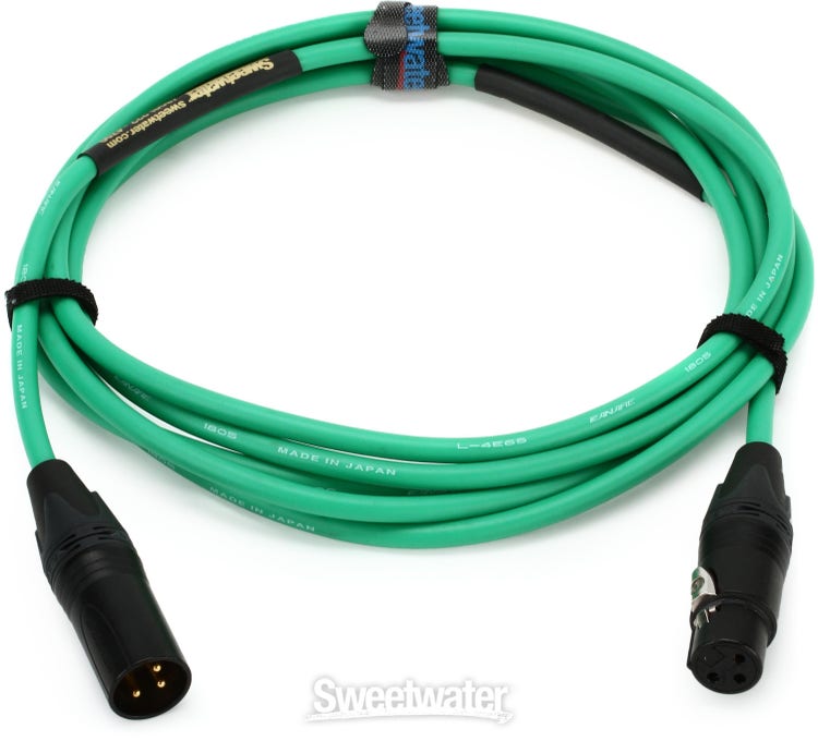 American Recorder Quad XLR Microphone Cable 25 Feet / Green