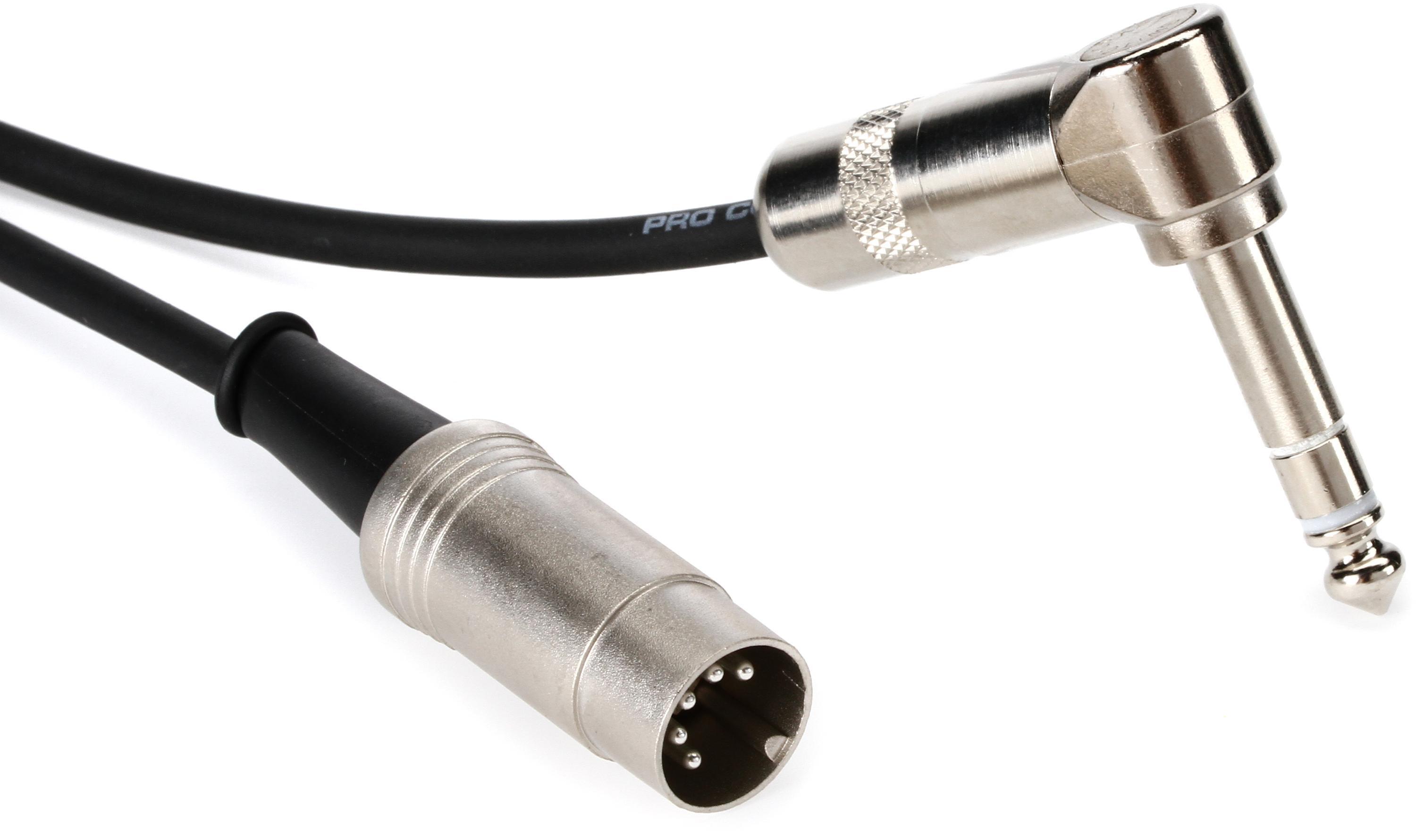 Photo of Pro Co BEMBQL-2 - Type A 1/4 inch TRS Male Angled to 5-pin DIN MIDI Cable - 2-foot
