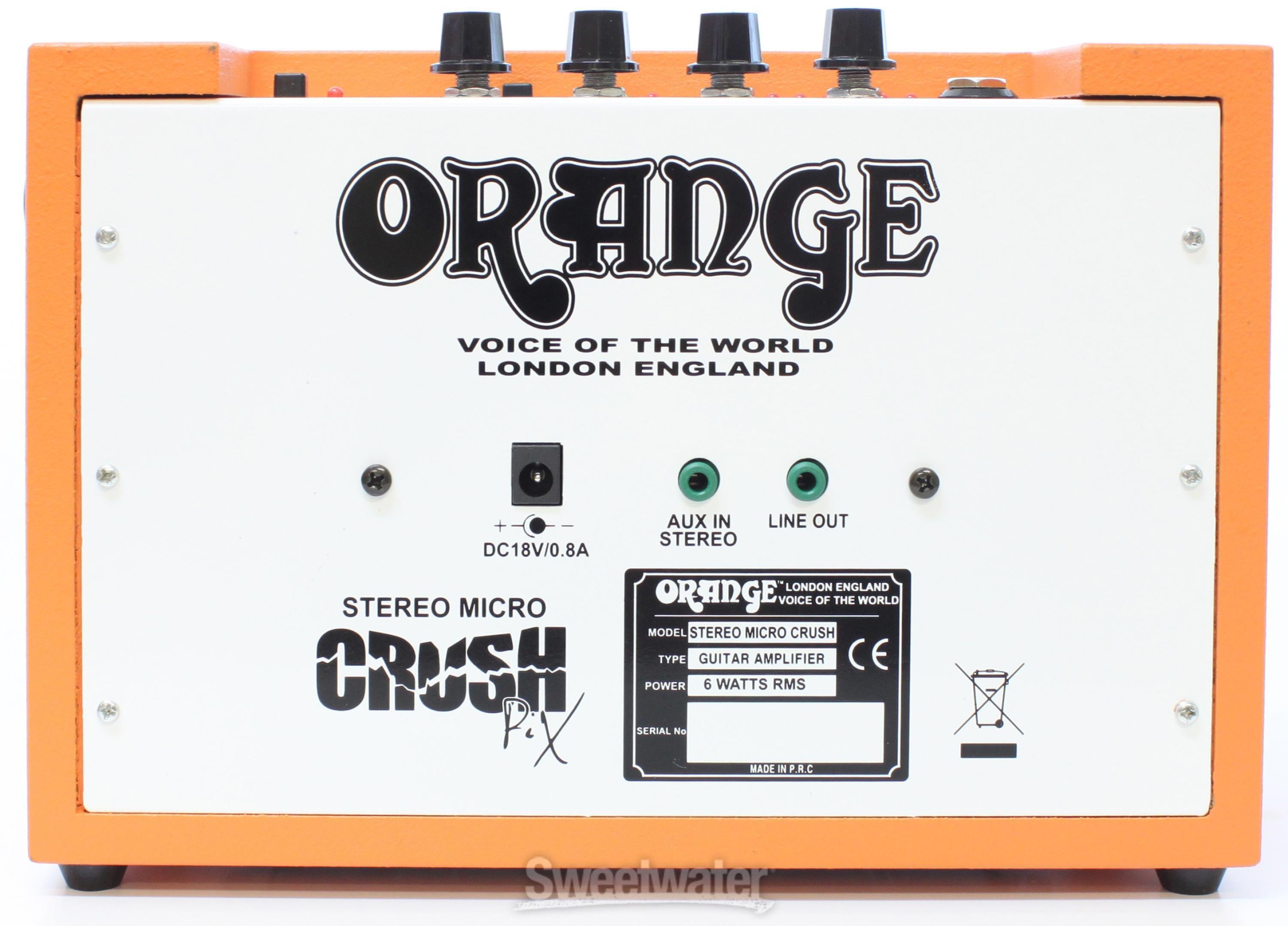 ORANGE（楽器） ORANGE 6W(3W×2) ギターアンプ CR6S STEREO MICRO CRUSH PIX 美品 動作確認済 アダプタ・電池付