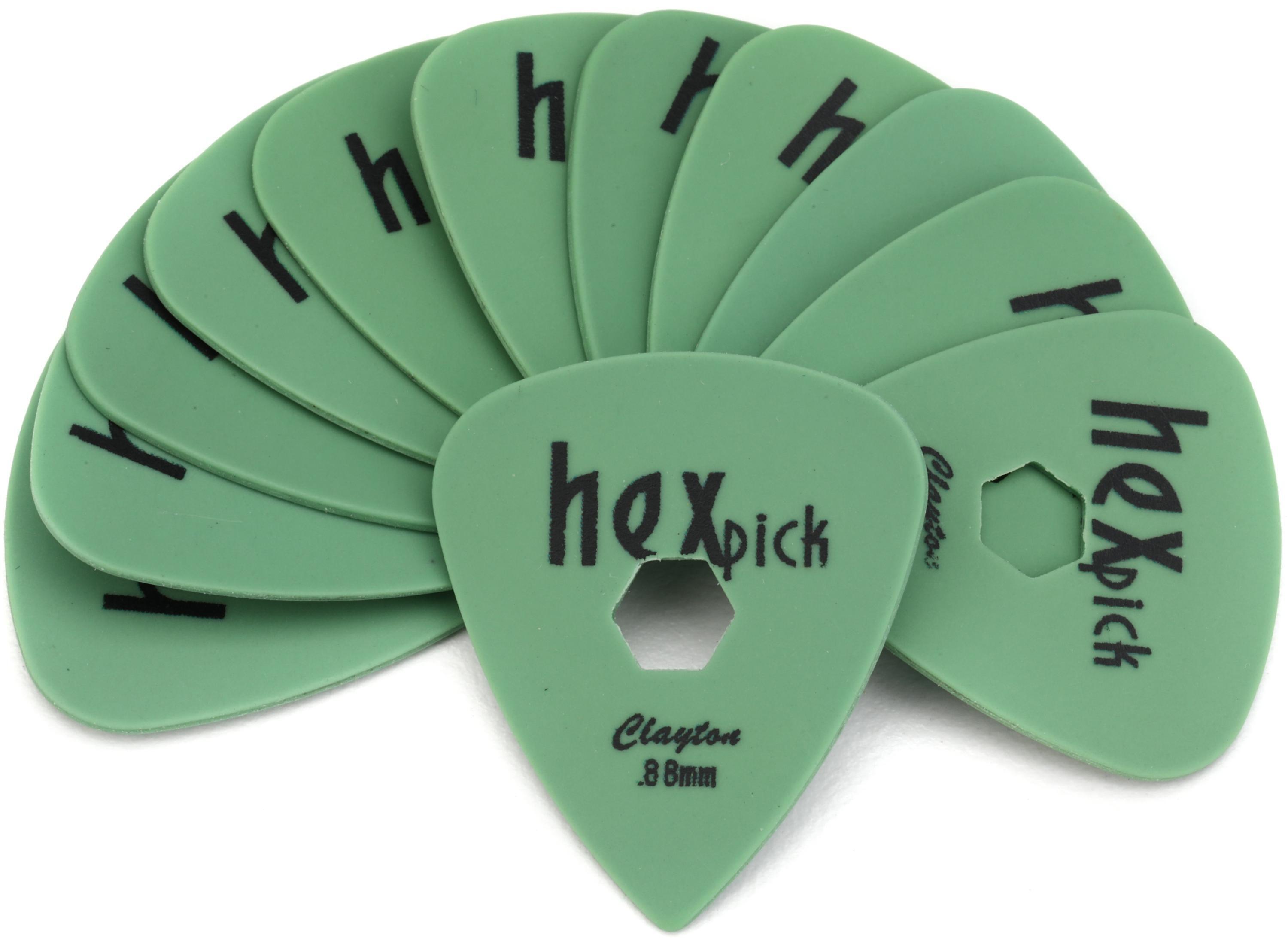 Photo of Clayton Hex Standard Guitar Picks - .88mm, Green, 12-pack