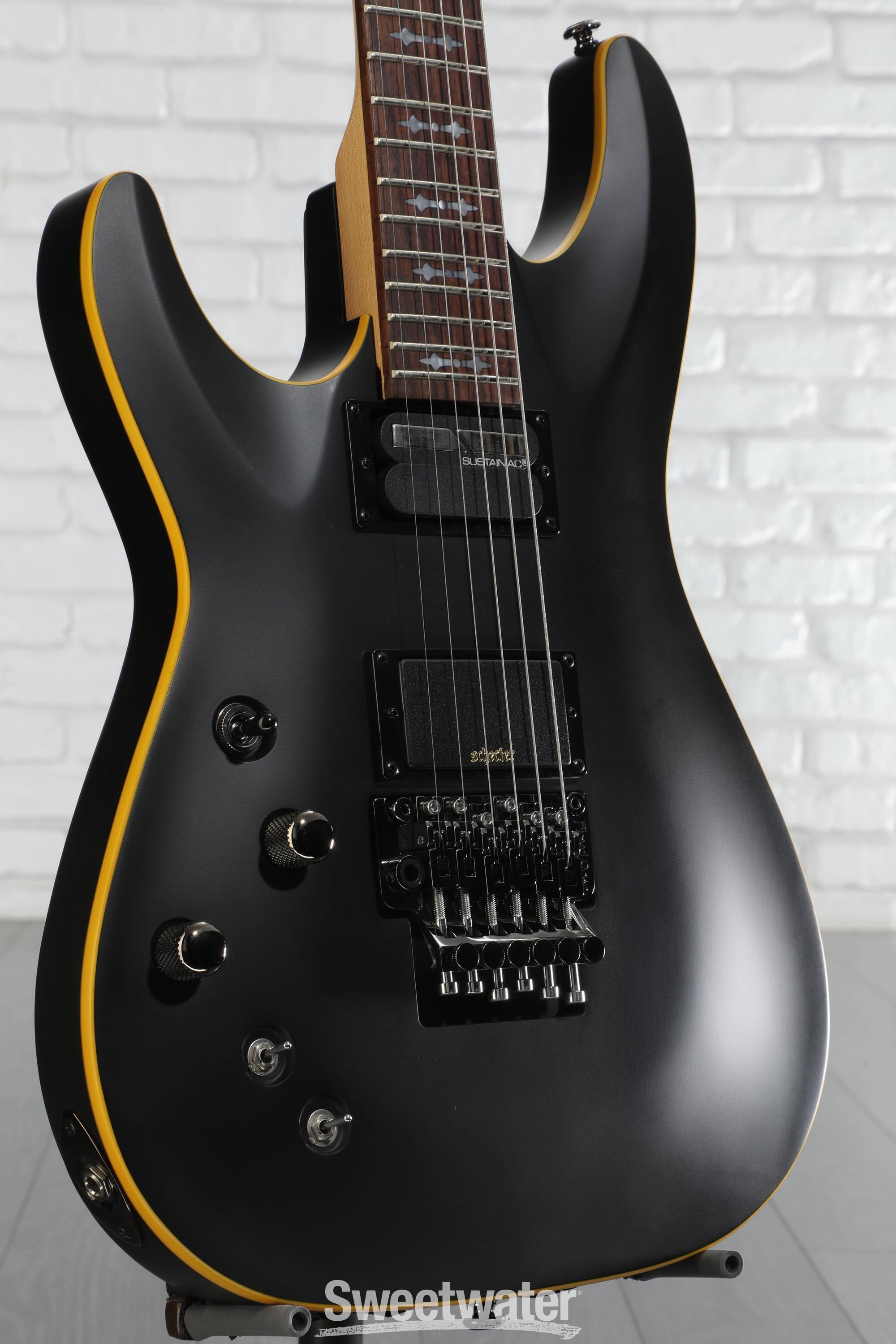 Photo of Schecter Demon-6 FR-S Left-handed Electric Guitar - Satin Black