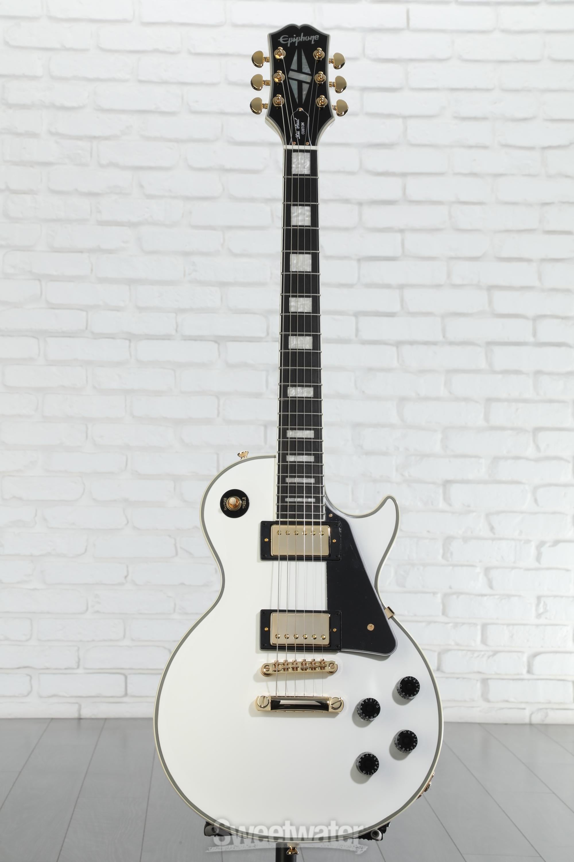 ギター Les Paul Custom Alpine White Epiphone Les Paul Custom Electric Guitar - Alpine White