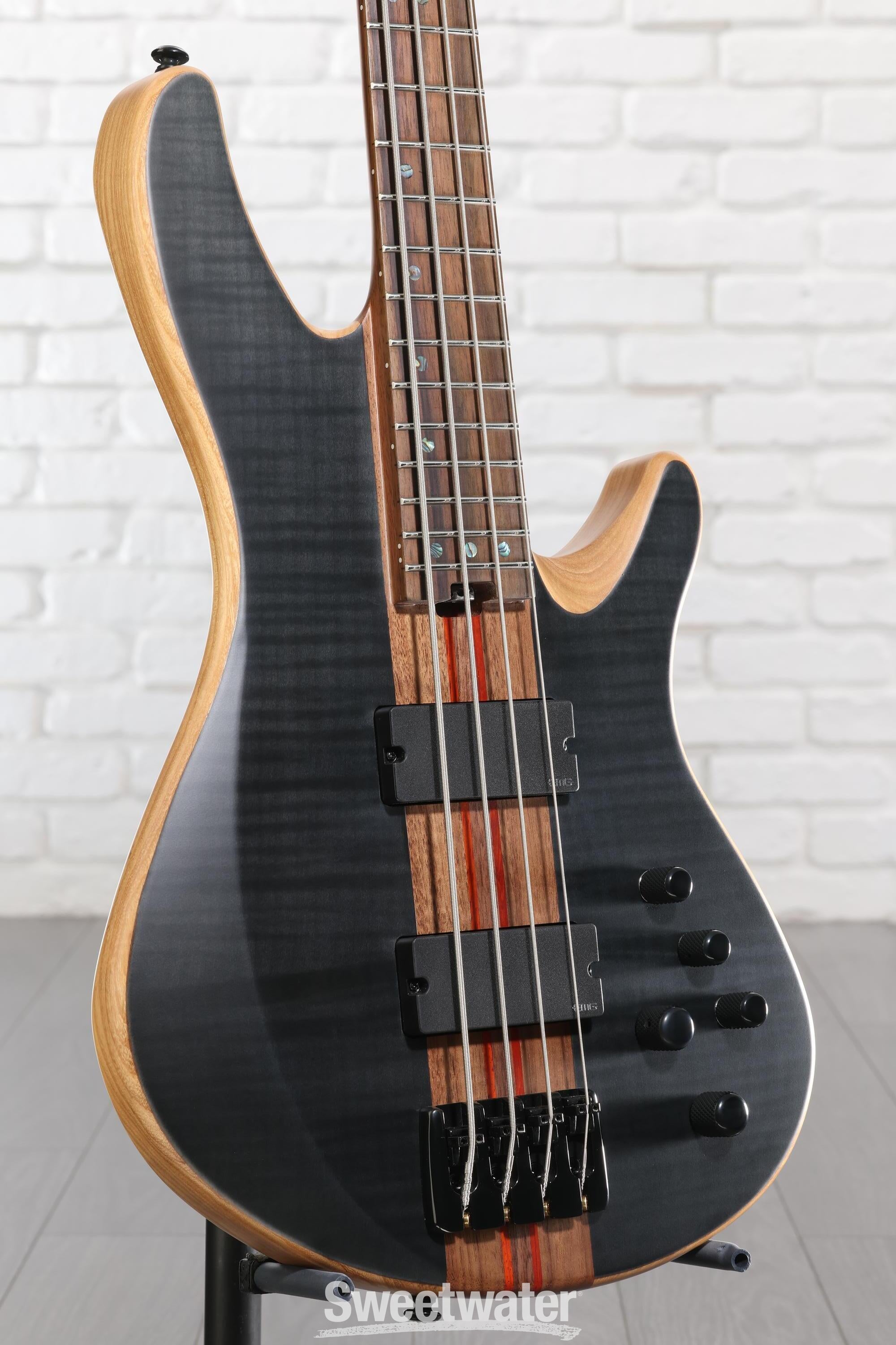 Photo of Schecter Charles Berthoud CB-4 Bass Guitar - See-thru Black Satin