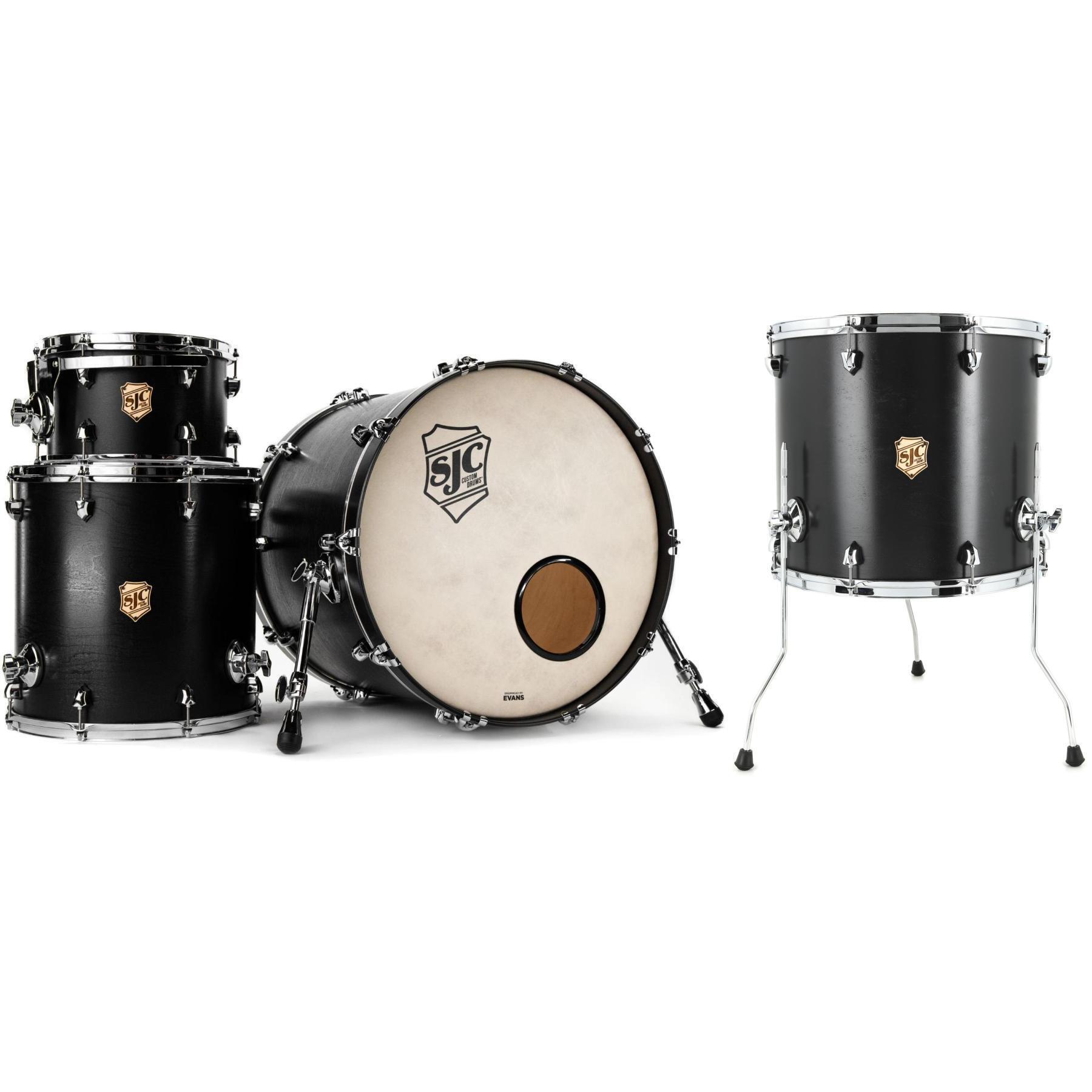 SJC Custom Drums Tour Series 4-piece Shell Pack (Dual Floor Tom) - Matte  Black