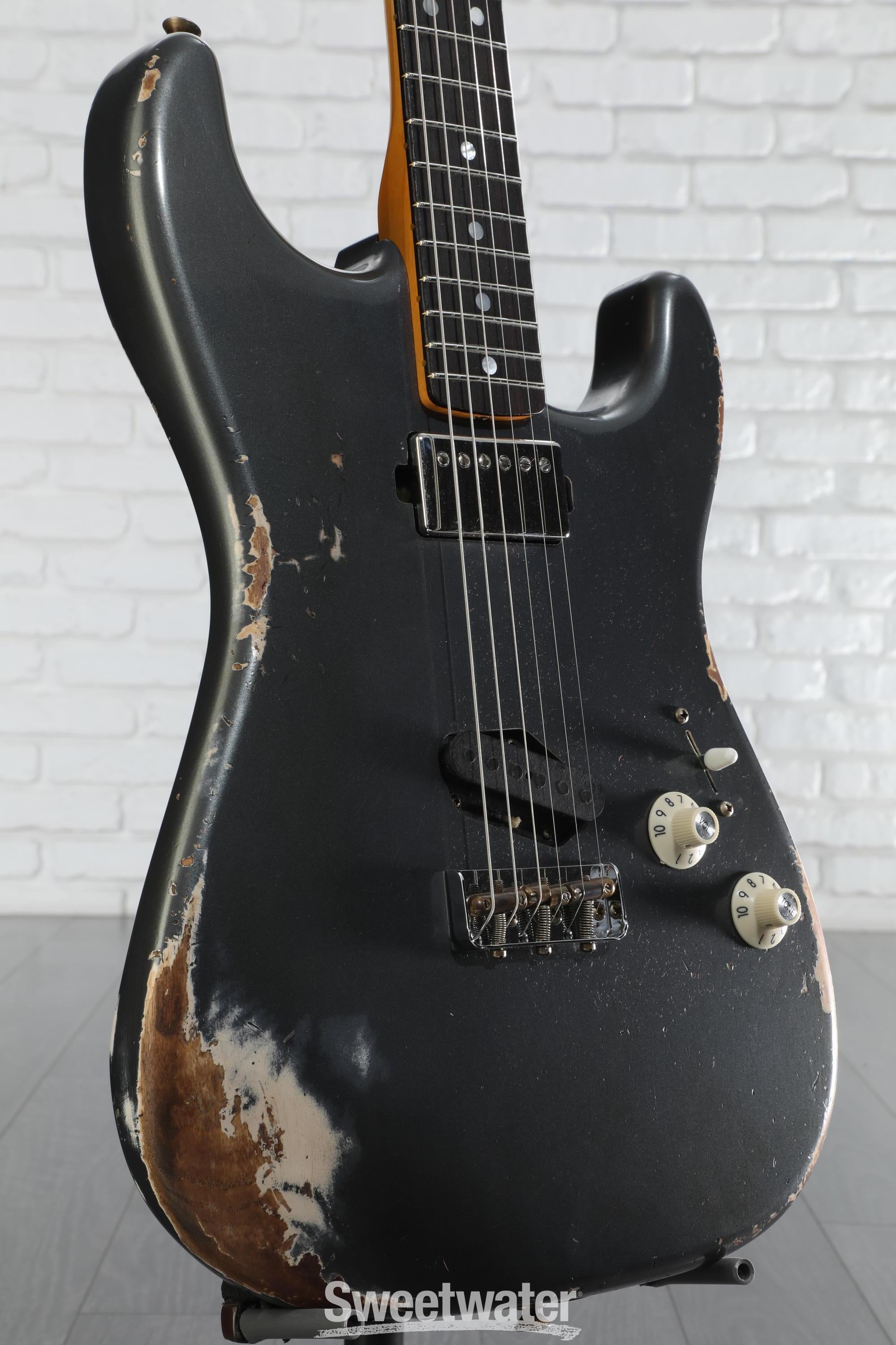 Photo of Fender Custom Shop Limited-edition Stratocaster HS Heavy Relic Electric Guitar - Aged Charcoal Frost Metallic