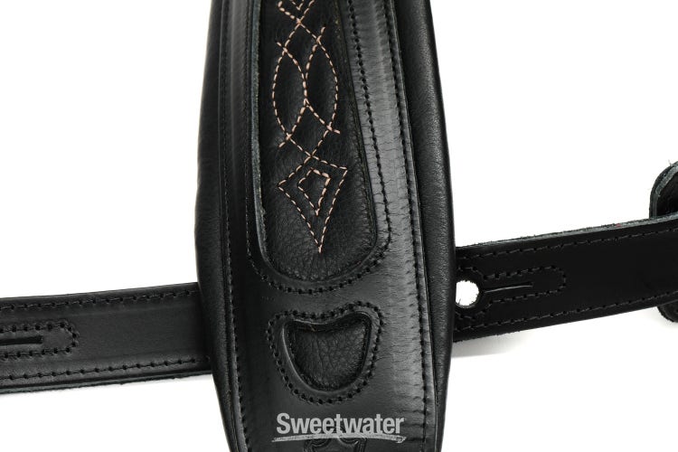 Levy's PM31 Veg-Tan Leather Guitar Strap - Black