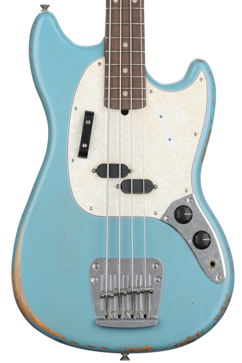 Fender JMJ Road Worn Mustang Bass - Faded Daphne Blue | Sweetwater