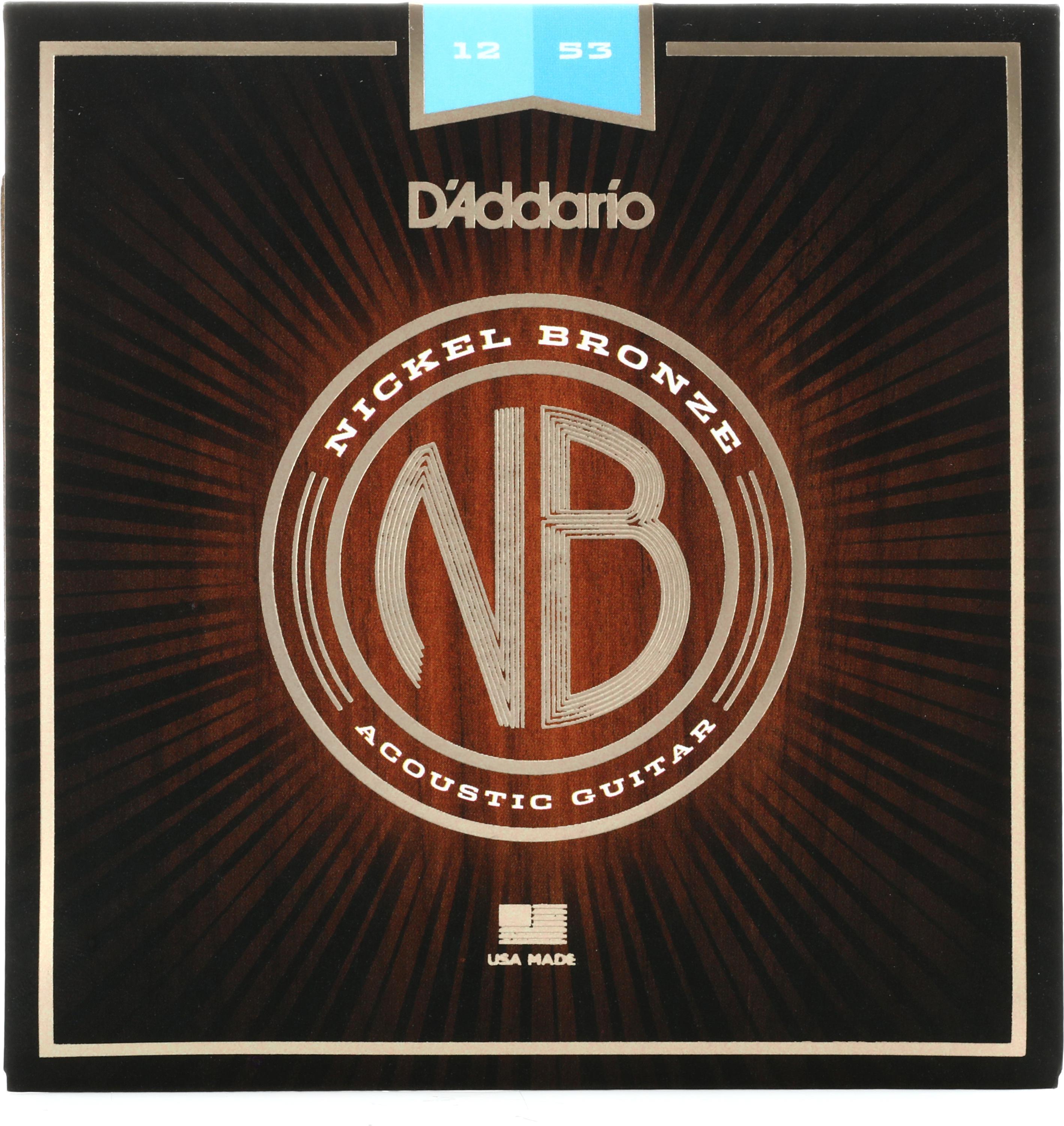D'Addario NB1253 Nickel Bronze Acoustic Guitar Strings - .012-.053 Light