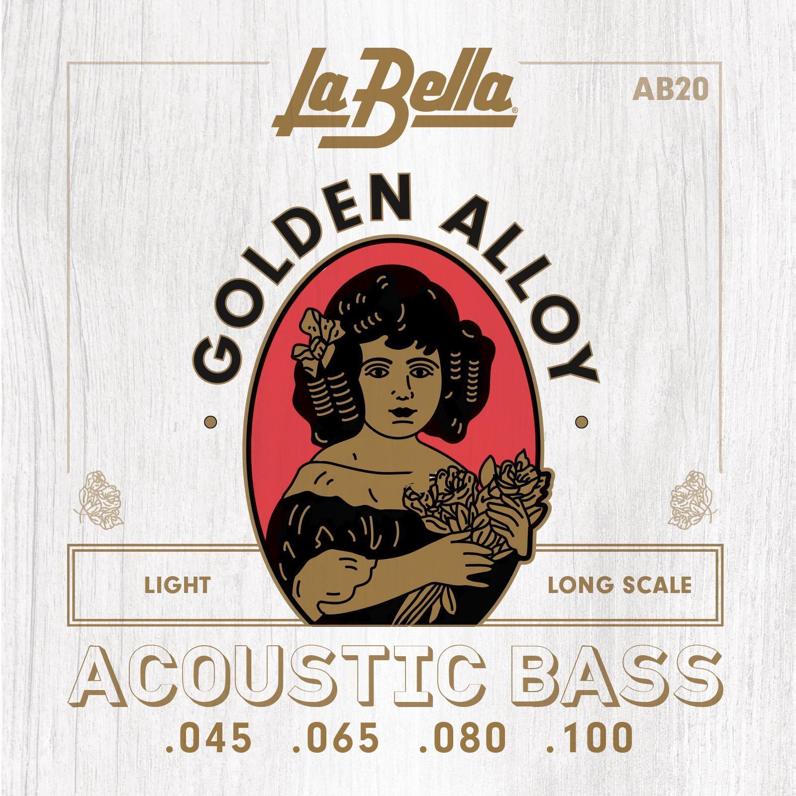 Photo of La Bella AB20 Golden Alloy Acoustic Bass Guitar Strings - .045-.100 Light