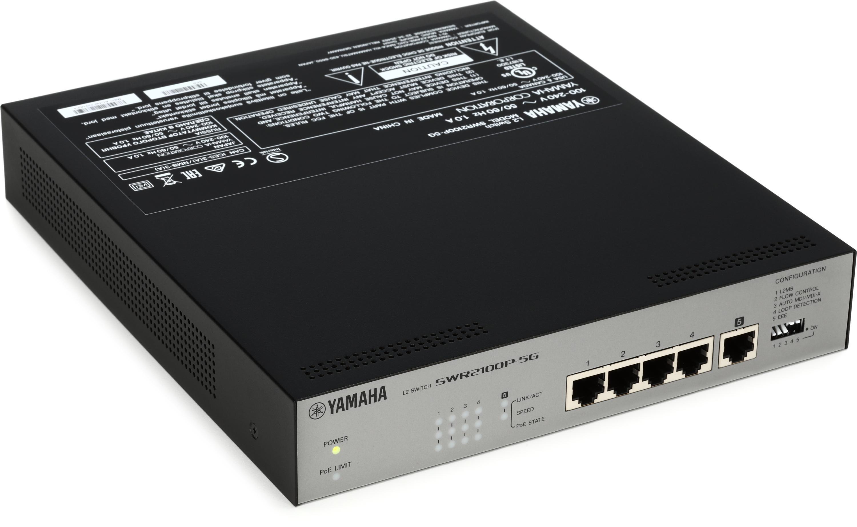 Yamaha SWR2100P-5G 5-port L2 Network Switch, with PoE