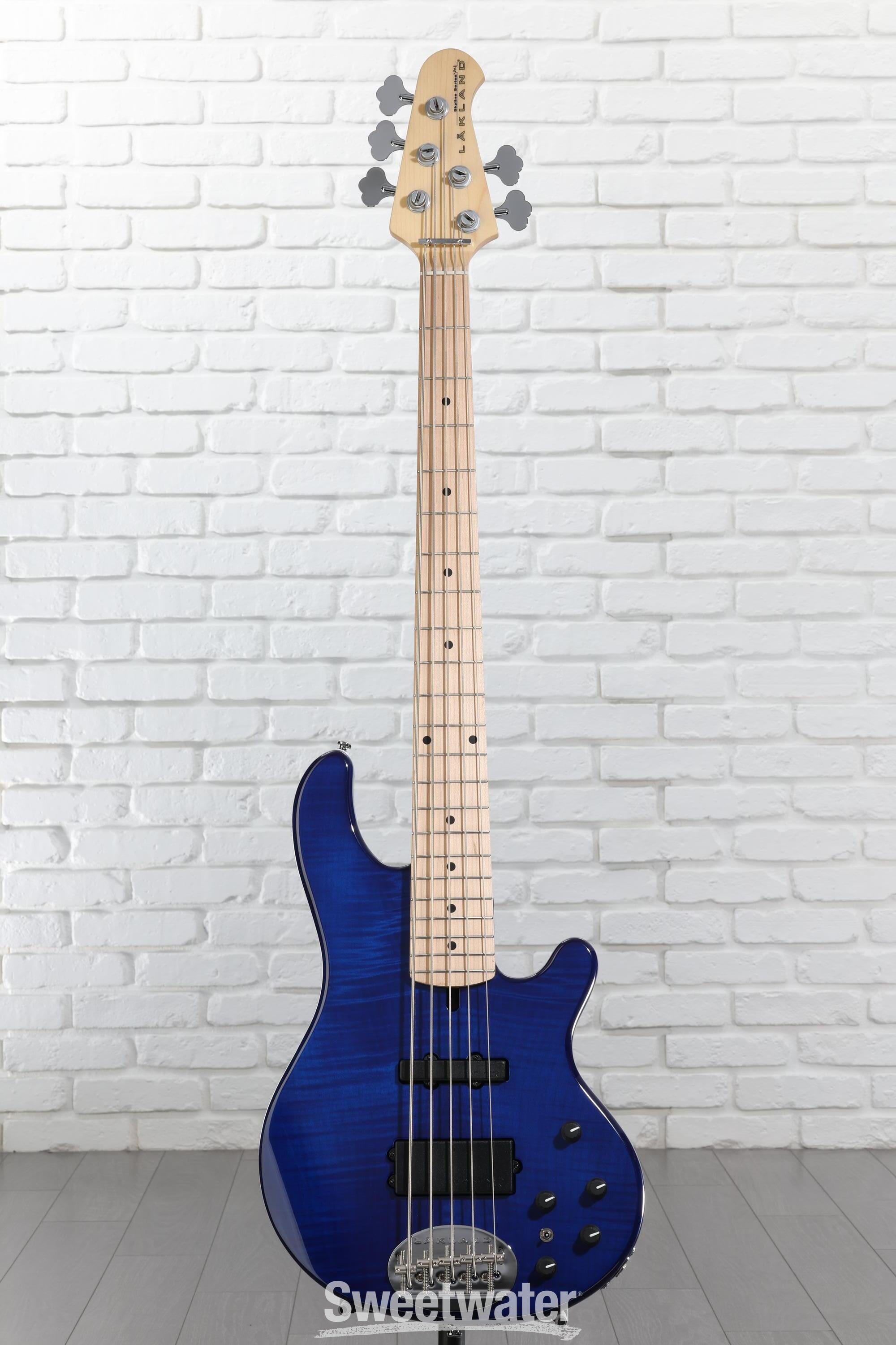 Lakland Skyline 55-02 Deluxe Flame Bass Guitar - Translucent Blue