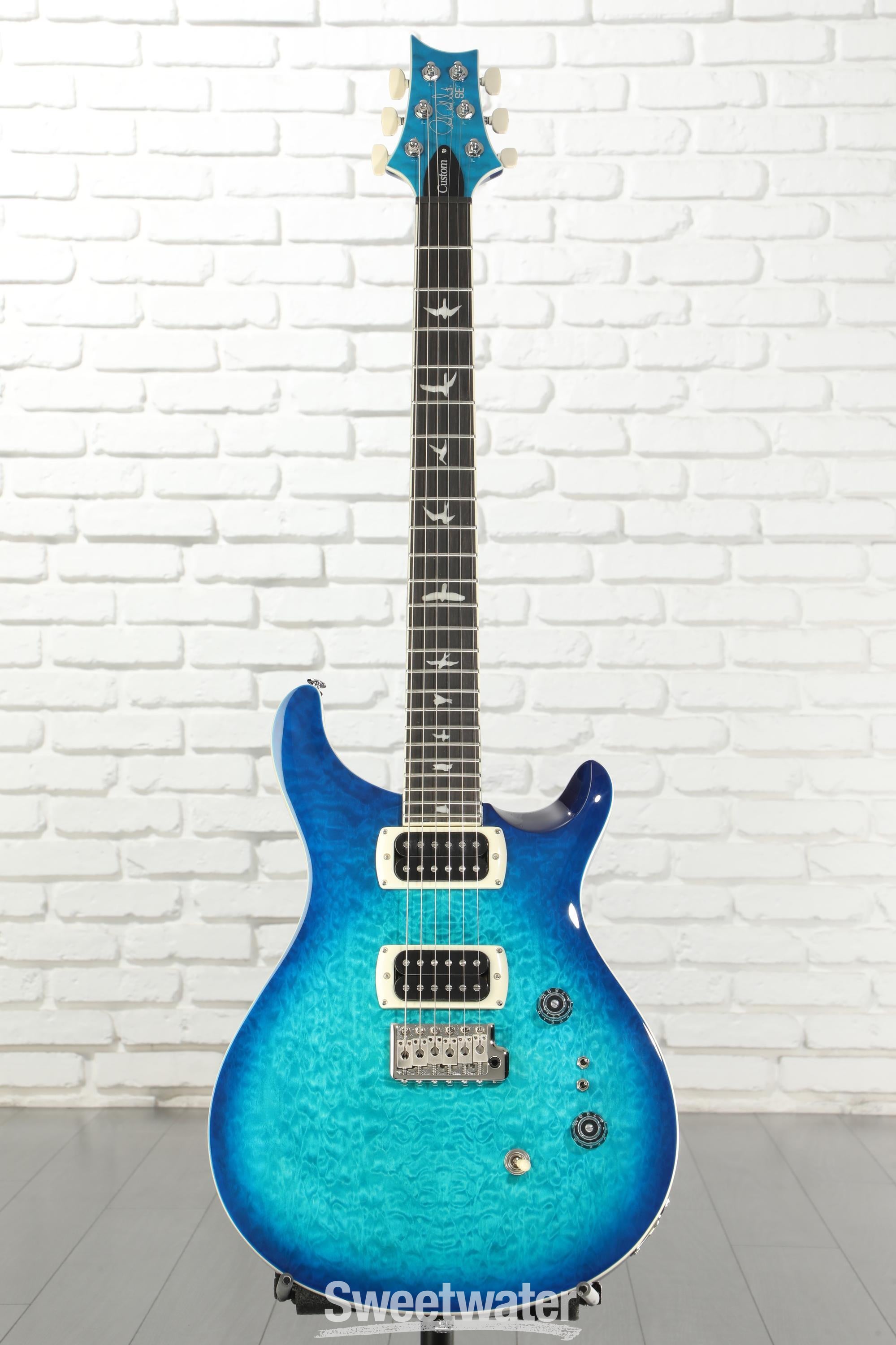 PRS SE Custom 24-08 Quilt Electric Guitar - Lake Blue | Sweetwater