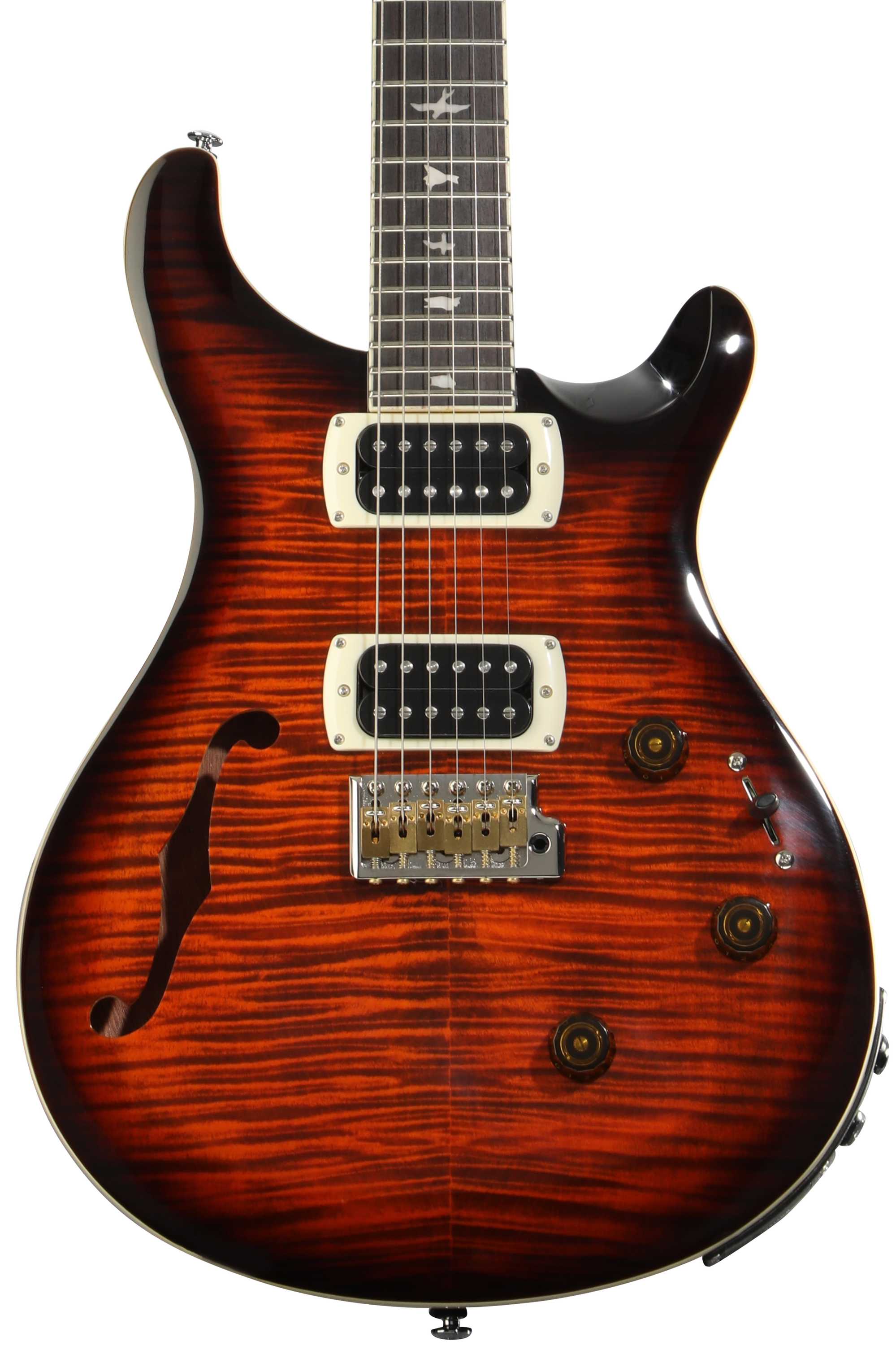 PRS SE Custom 24 Semi-Hollow Piezo Electric Guitar - Orange Tiger Smokeburst