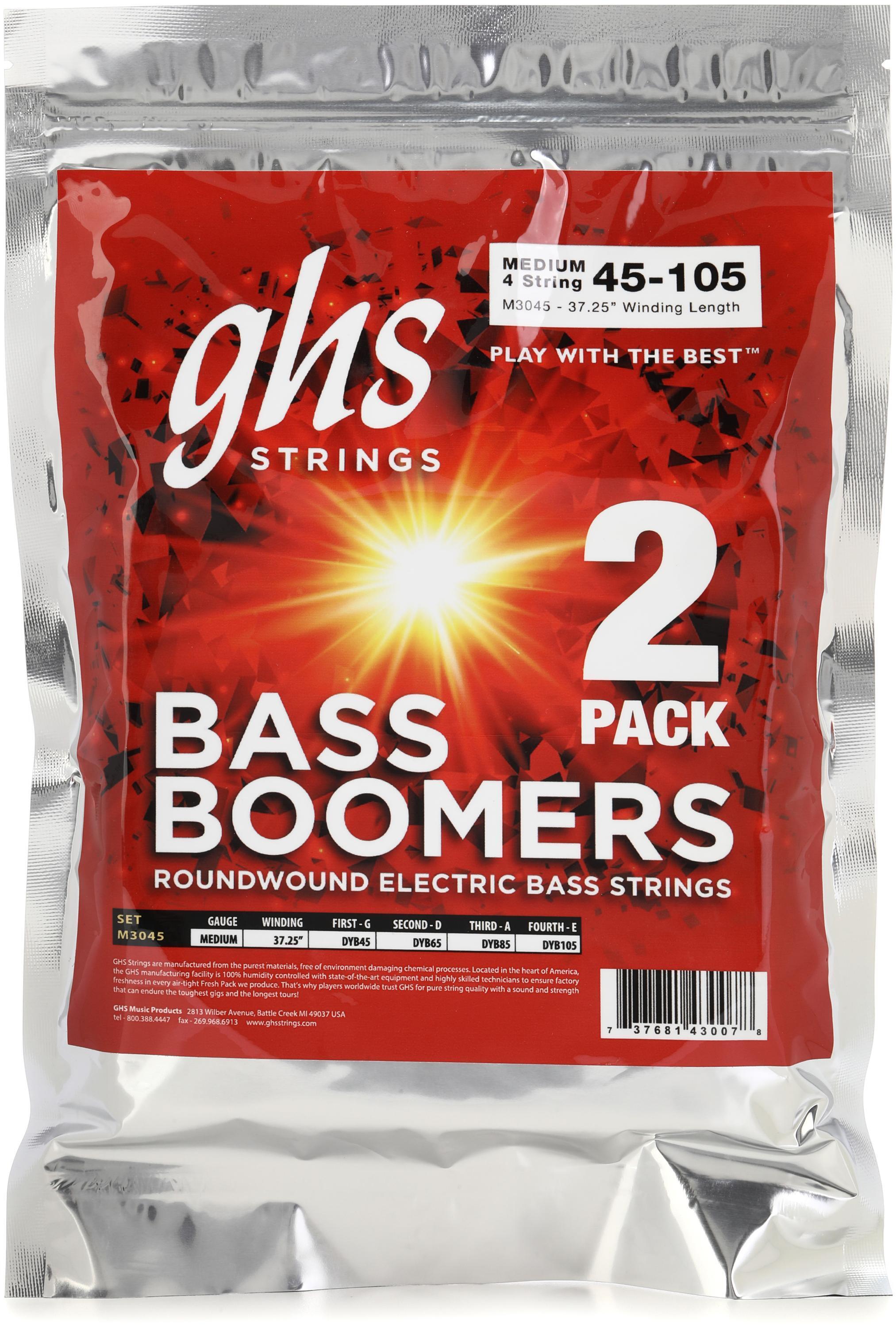 Photo of GHS M3045-2 Bass Boomers Roundwound Electric Bass Guitar Strings - .045-.105 Medium Long Scale (2-pack)