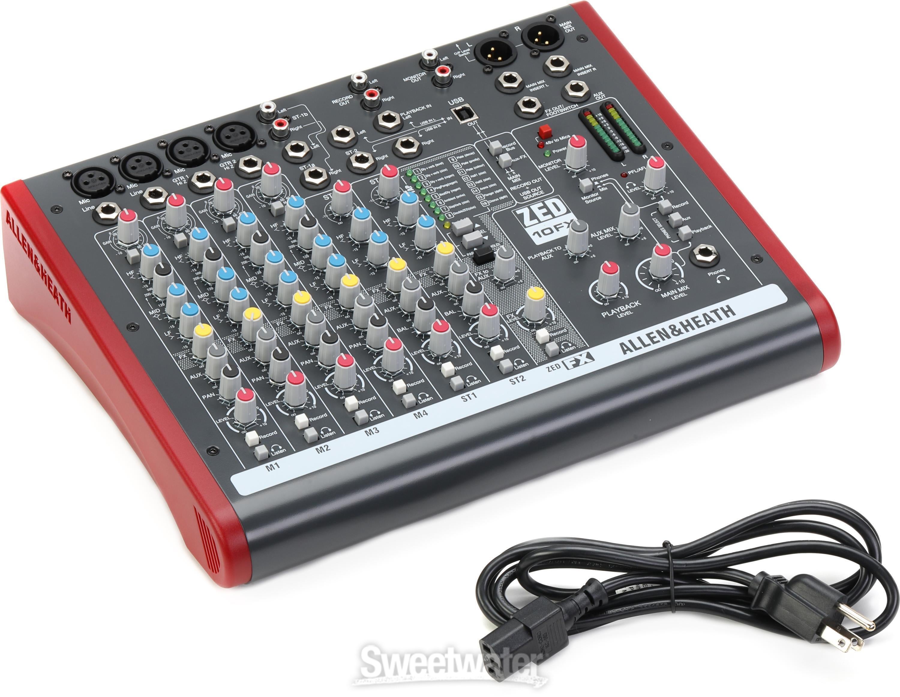 Allen u0026 Heath ZED-10FX 10-channel Mixer with USB Audio Interface and  Effects | Sweetwater