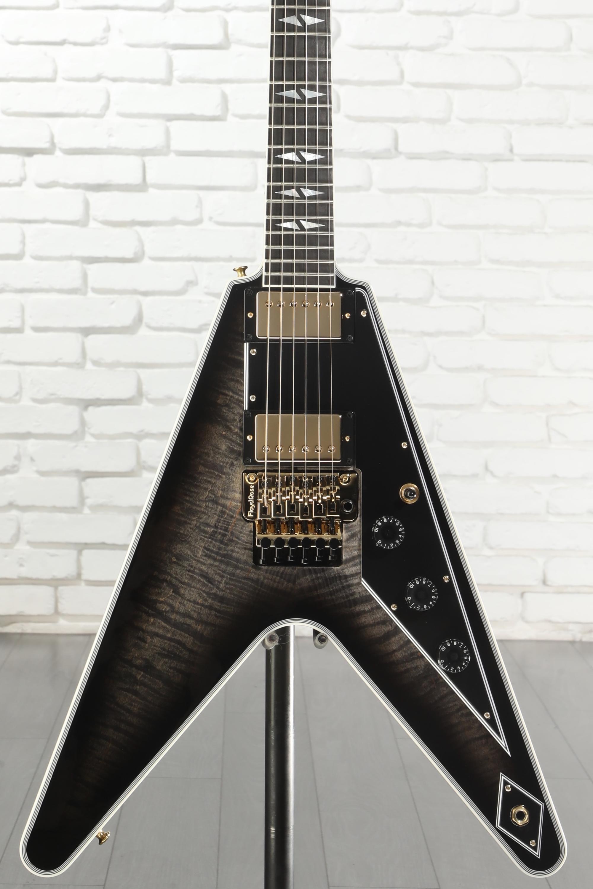 Gibson Custom Flying V Electric Guitar - Cobra Burst, Floyd Rose