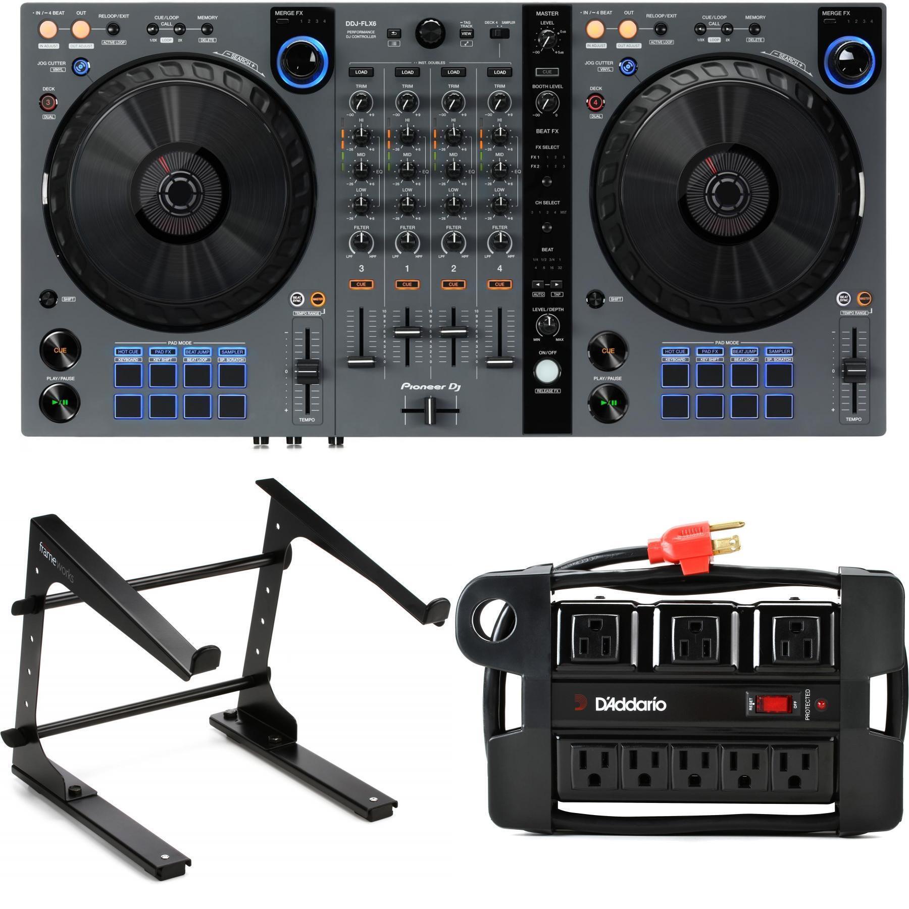 Pioneer DJ DDJ-FLX6-GT 4-deck Rekordbox and Serato DJ Controller with  Laptop Stand and Power Block | Sweetwater