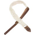 Photo of LM Products 2-inch Macrame Cotton Guitar Strap with Leather Ends - Natural