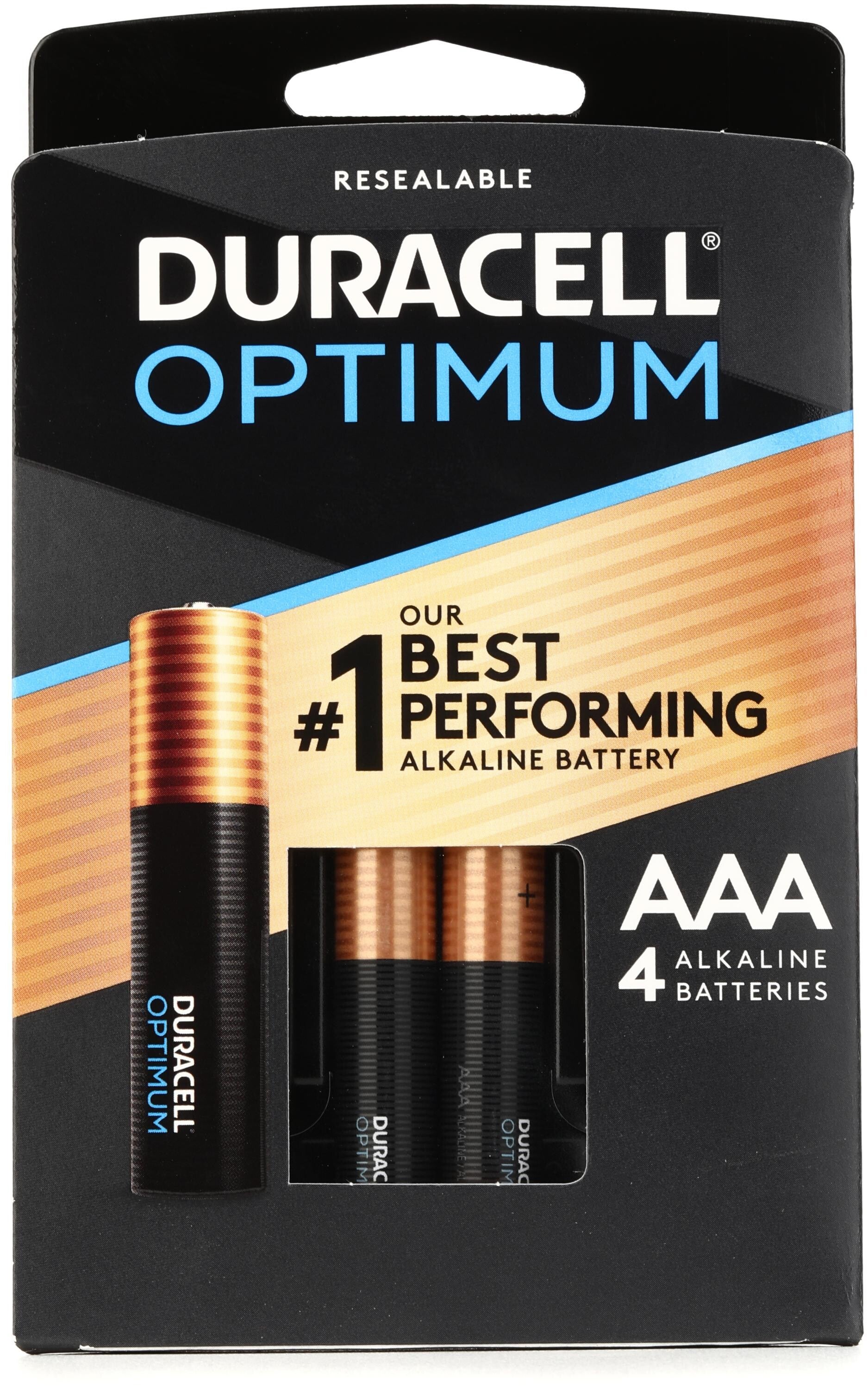 Piles Duracell Pack de 4 piles alcalines AAA Duracell Optimum, 1,5 V LR03 -  OPTIMUM AAA X4