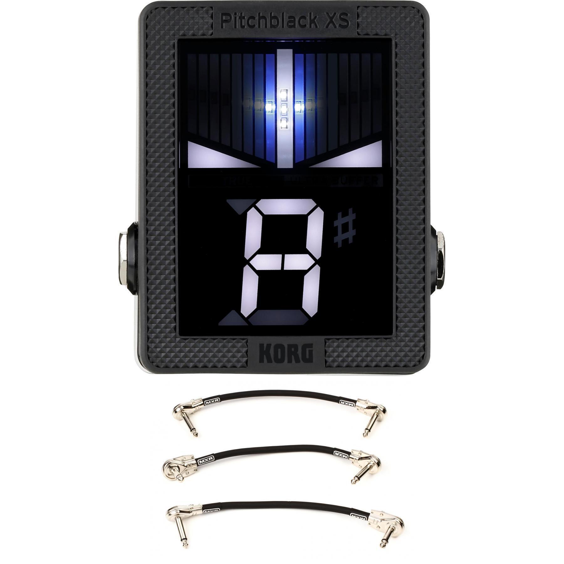 Korg Pitchblack XS Custom Pedal Tuner with 3 Patch Cables