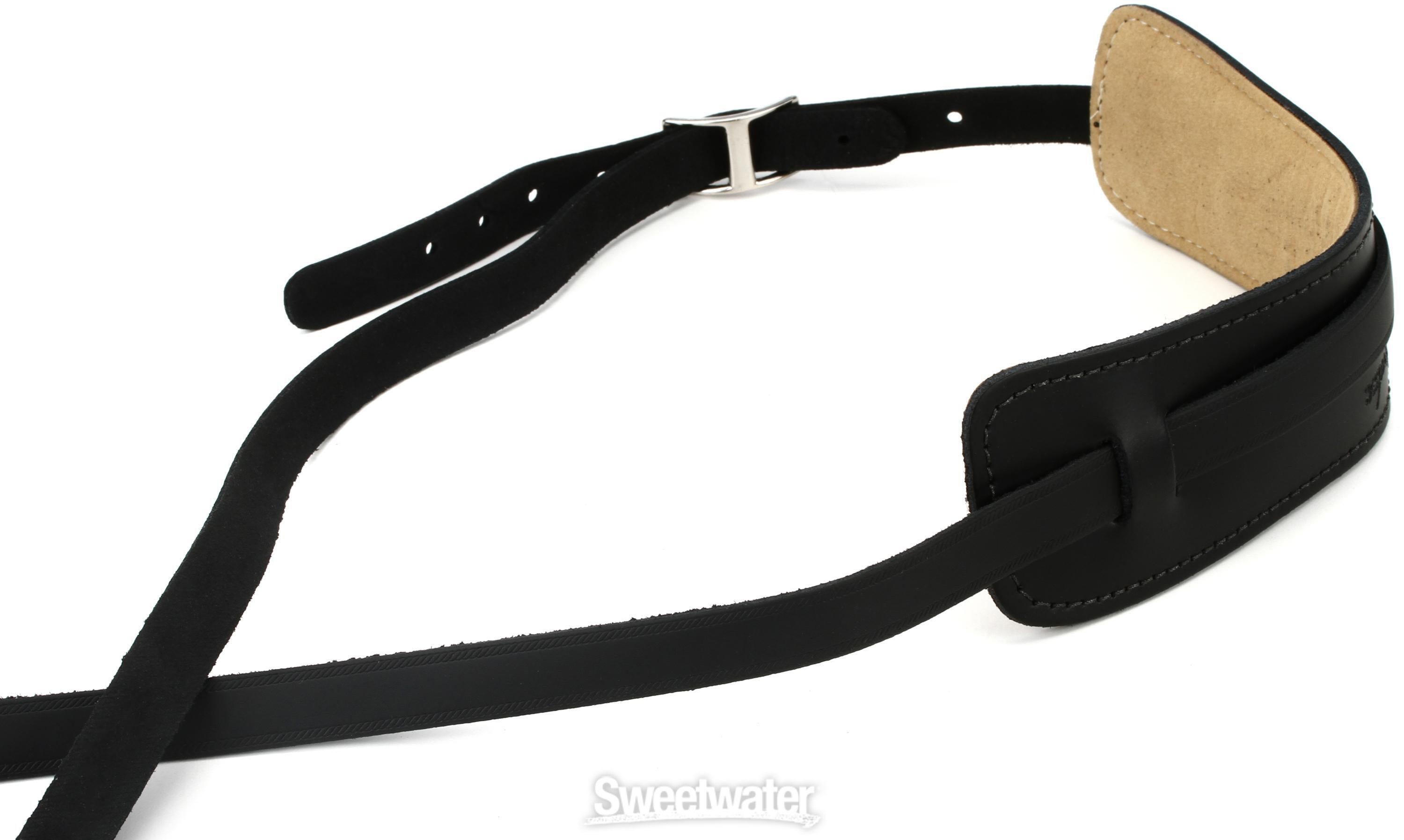 Fender Super Deluxe Vintage-Style Leather Guitar Strap - Black | Sweetwater