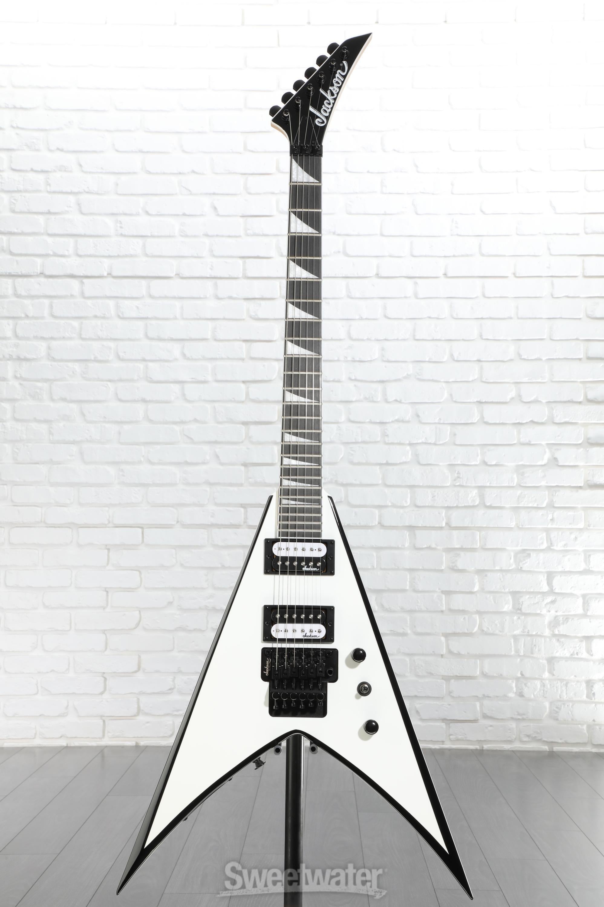 【美品】Jackson KING V VS32 White with Black Jackson JS Series King V JS32 White with Black Bevels | The Music Zoo