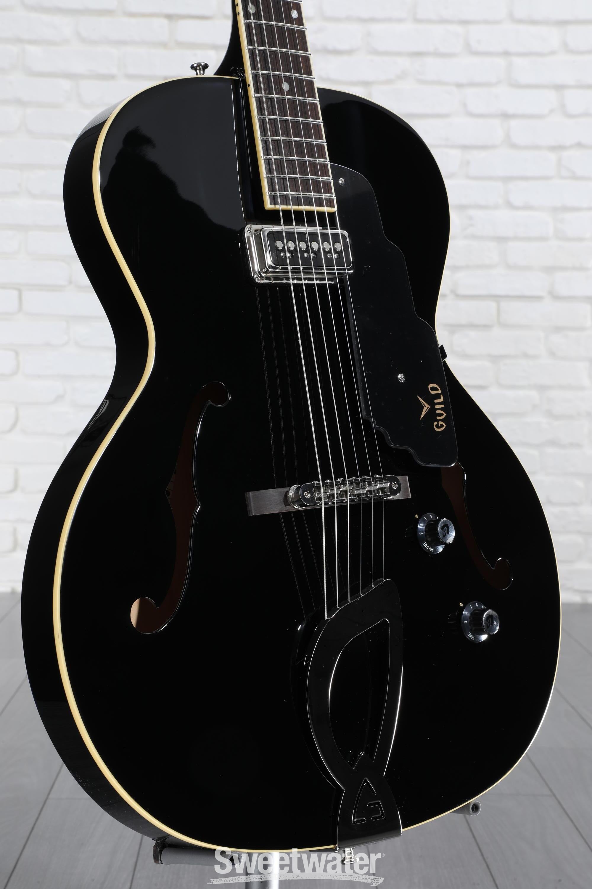 Guild T-50 Slim Dynasonic Hollowbody Guitar - Black | Sweetwater