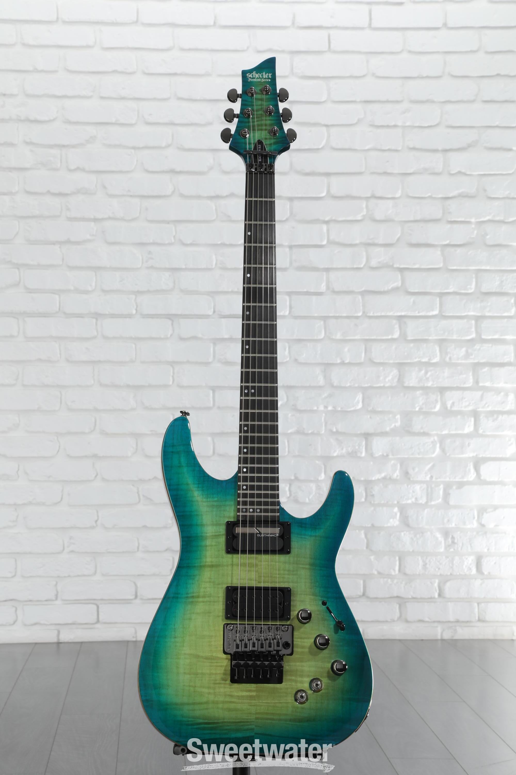 ギター SCHECTER BLACKJACK SLS C-1 FR Sustainiac Schecter C-1 FR S Blackjack - black Guitare électrique forme str