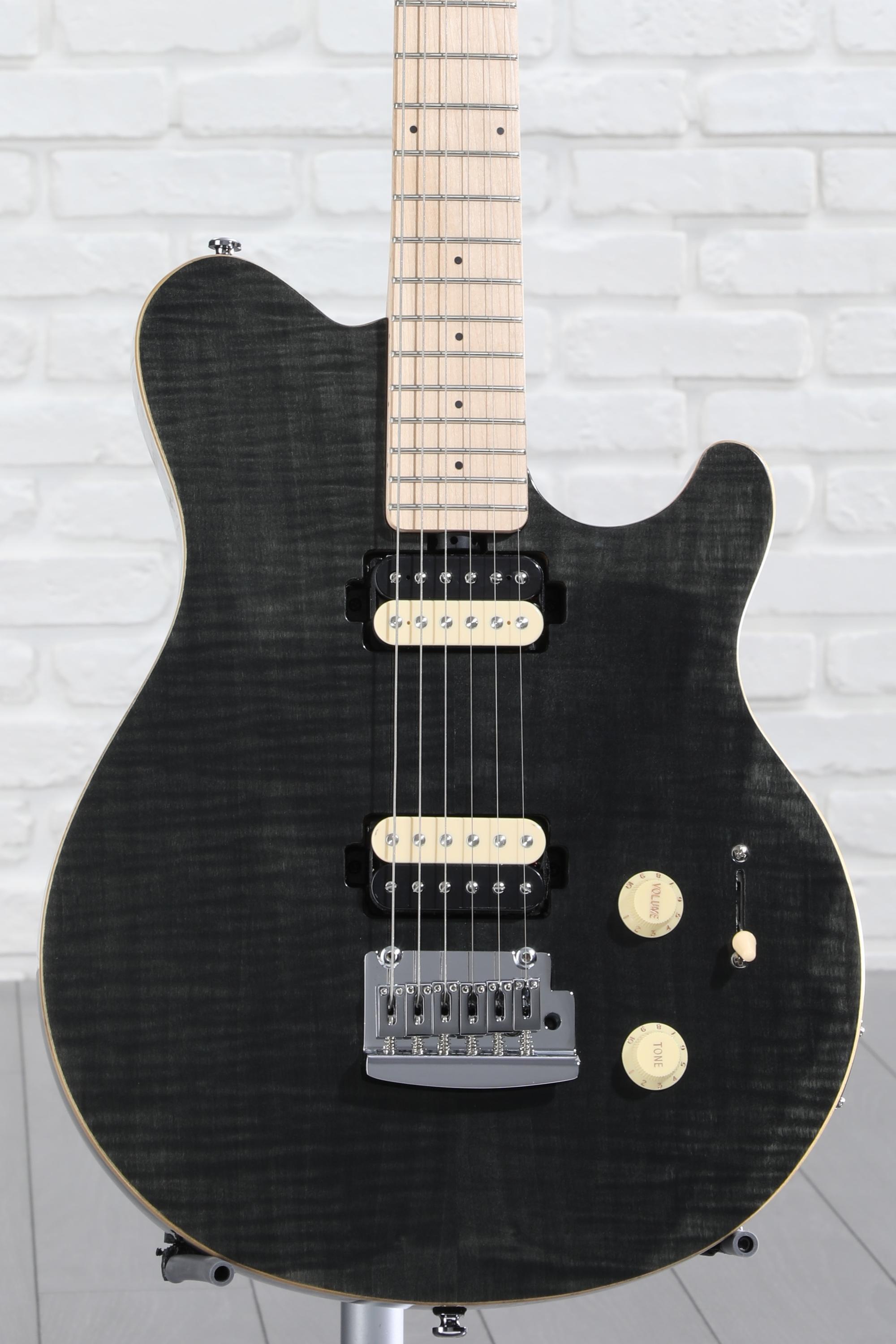 Sterling By Music Man Axis Flame Maple Electric Guitar - Trans Black |  Sweetwater