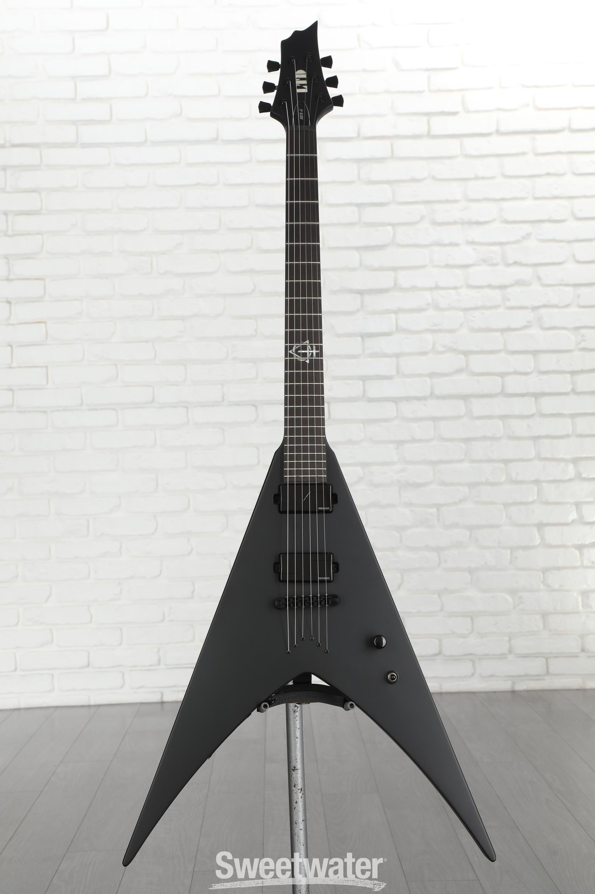 ESP LTD Nergal HEX-6 Signature Electric Guitar - Black Satin