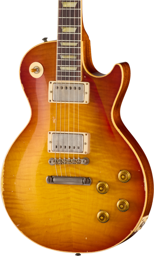 Photo of Gibson Custom 1959 Les Paul Standard Reissue Electric Guitar - Molten Amber Burst, Heavy Aged