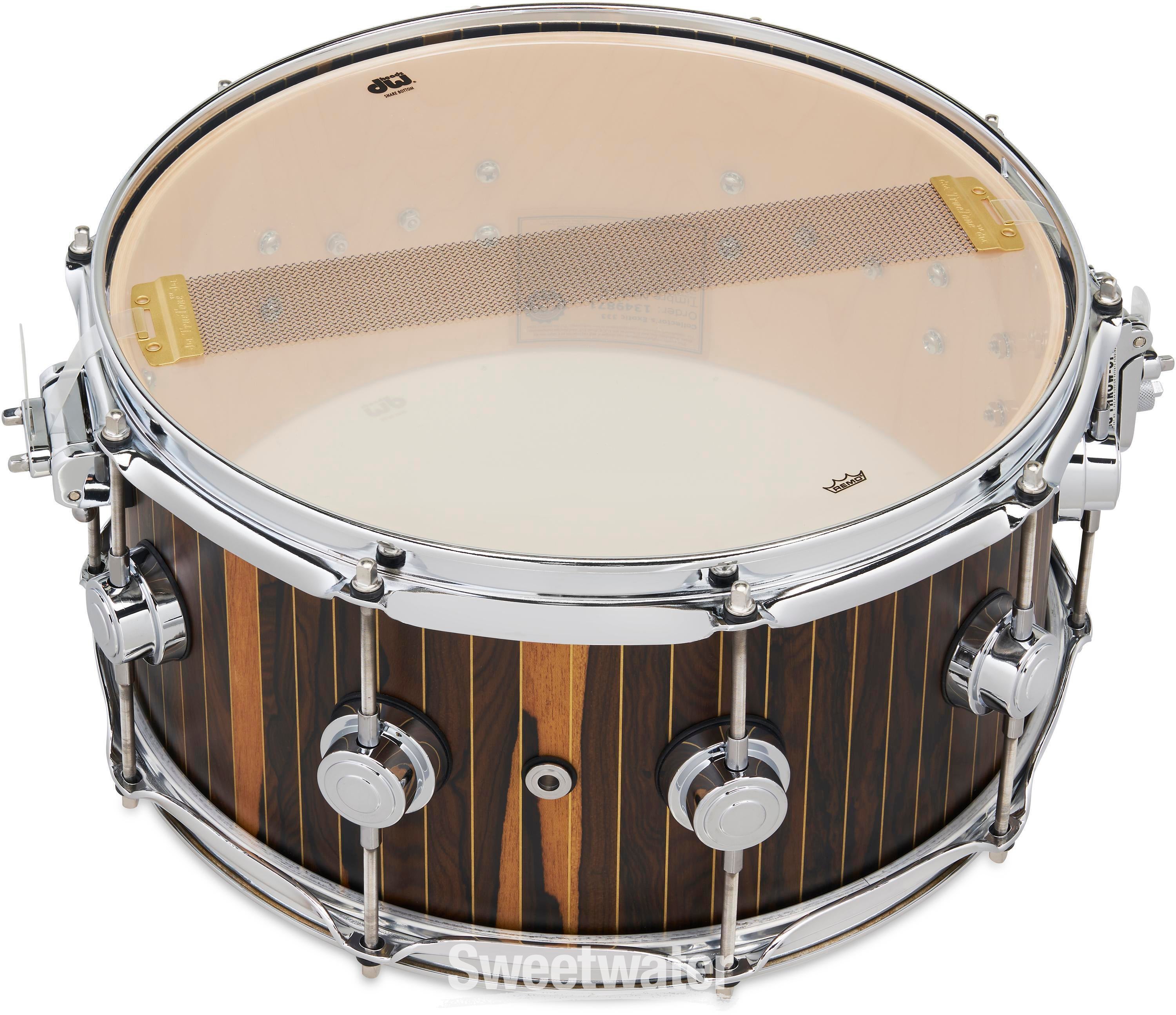 DW Limited-edition Collector's Series Maple Snare Drum - 6.5 inch x 14  inch, Brass Pinstripe Ziricote